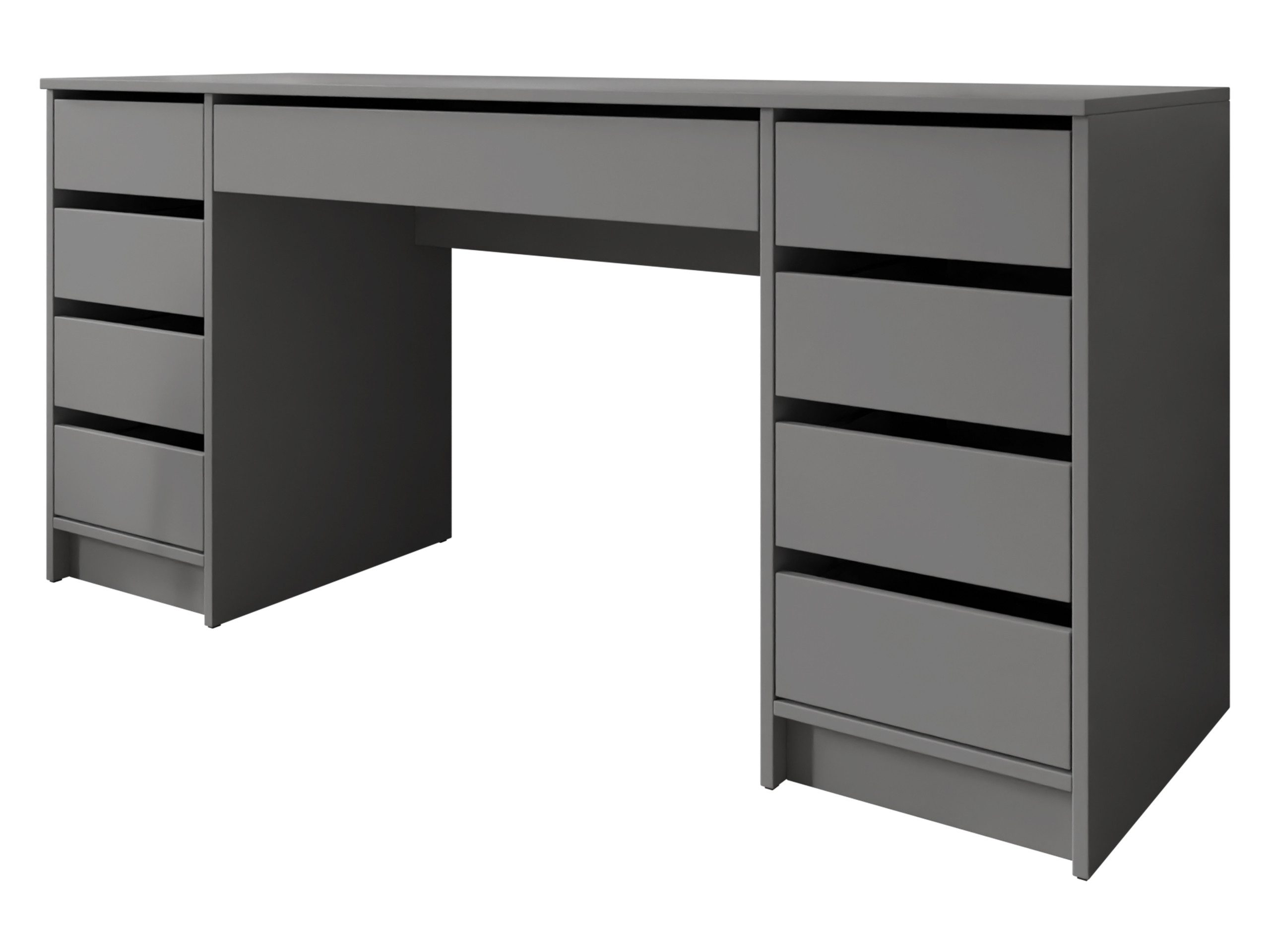 MIRJAN24 Schreibtisch Ada Bis (mit neun Schubladen), 154x55x76 cm, Schwarze Kunststofffüße, Schminktisch