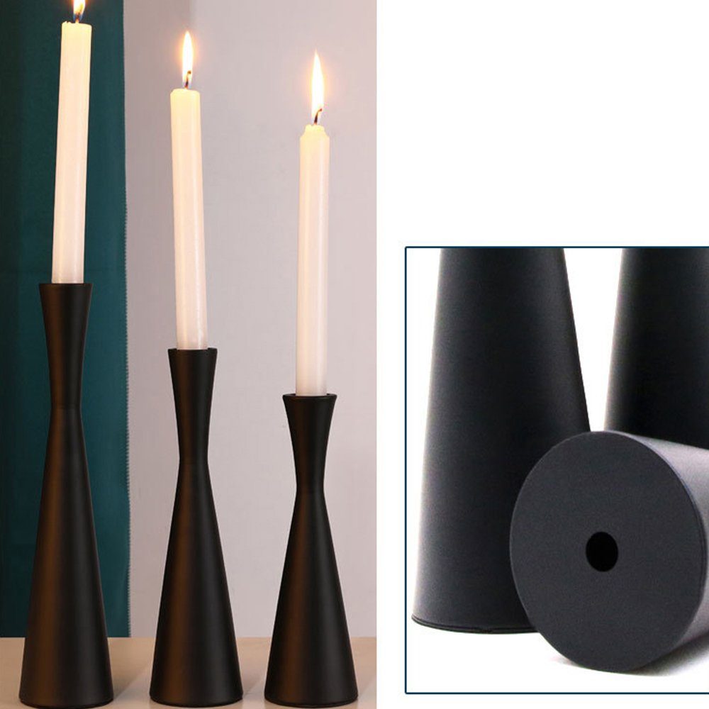 Heimdekoration GelldG für Kegelkerzenhalter Kerzenhalter Schwarz Kerzenhalter Kerzenständer Metall