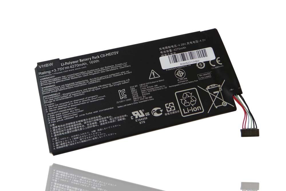 vhbw Ersatz für Asus C11-ME172V für Laptop-Akku Li-Polymer 4250 mAh (3,75 V)