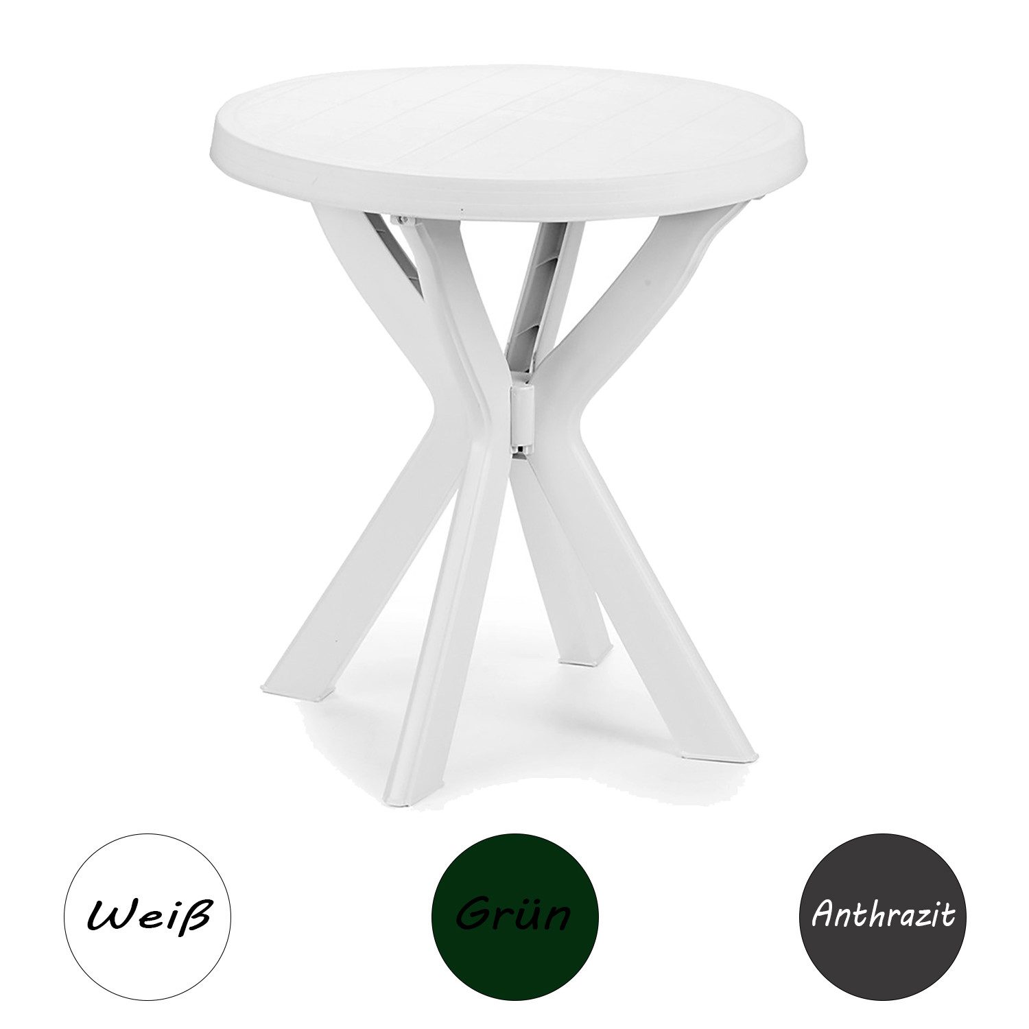 INDA-Exclusiv Küchentisch Gartentisch Bistrotisch Balkontisch Kunststoff Rund Ø70xH72cm