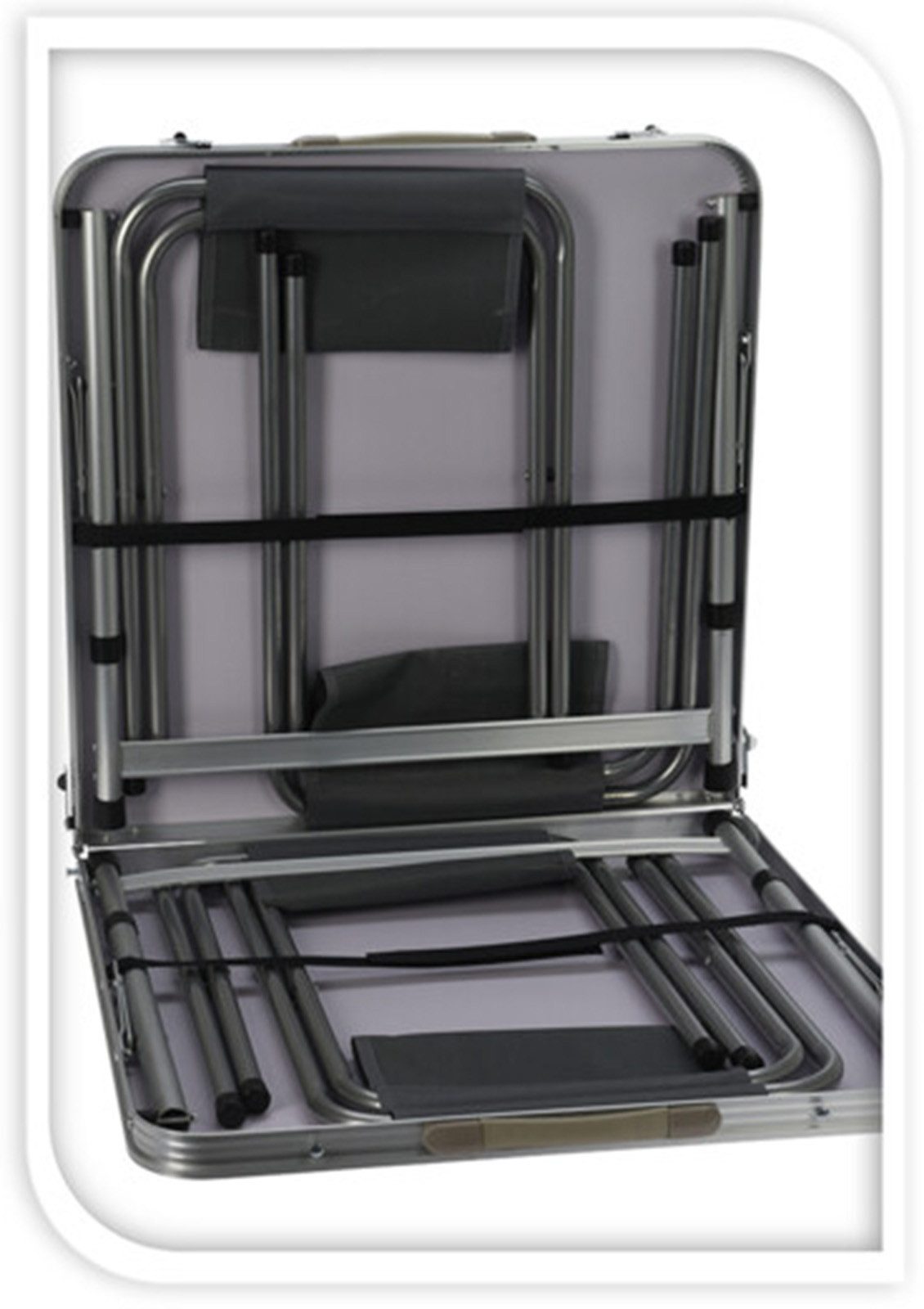 Koopman Sitzgruppe Gartenmöbel Sitzgruppe Balkonmöbel 5 Tlg. Set, (Set, 5-tlg., Tisch + 4 Hocker), Silber, Aluminium, 5tlg, Tisch + 4 Hocker, Klappbar