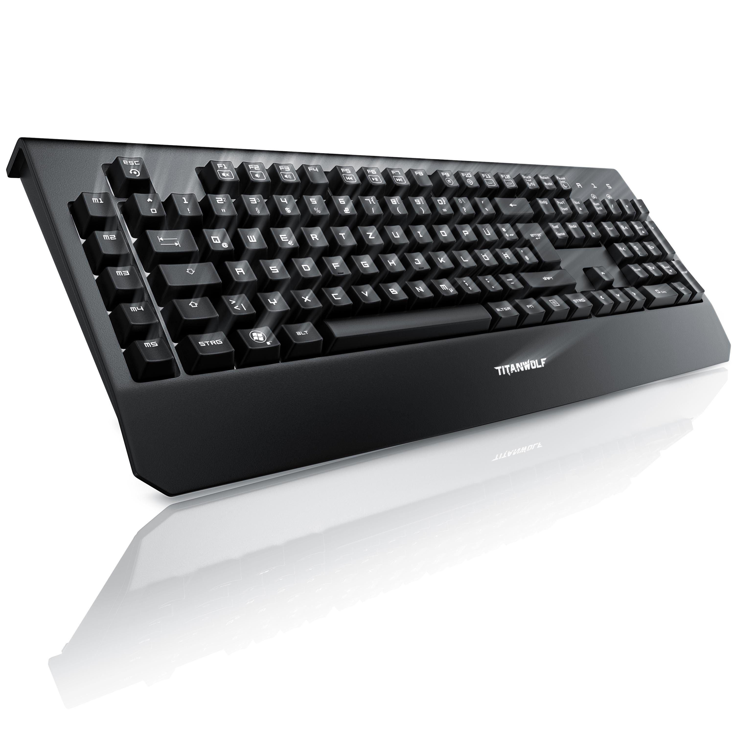 Titanwolf Gaming-Tastatur (mechanisch, "Enforcer" LED Beleuchtung / QWERTZ / Kailh Blue Switches)