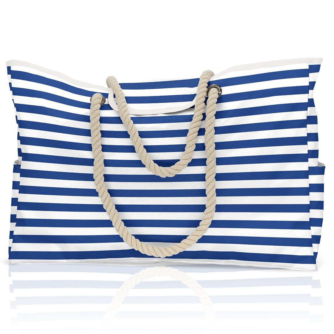 Haiaveng Strandtasche Strandtasche,Wasserdicht Streifen Strandtasche, Badetasche,Grosse Strandtasche blue | Trachtentaschen