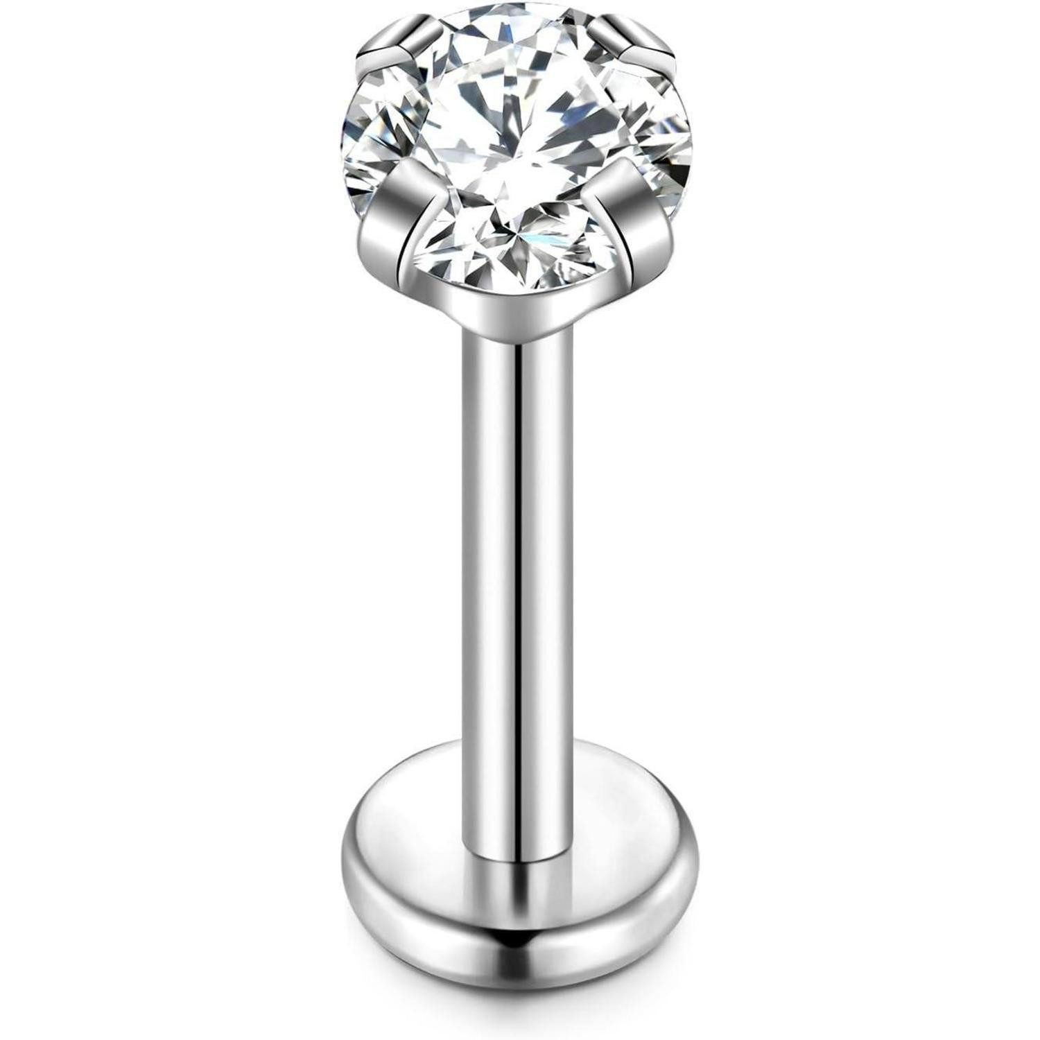 CIZME Nasenpiercing 925 Silber Lippenpiercing 16G Labret Tragus Nasenschraube CZ Ohrring