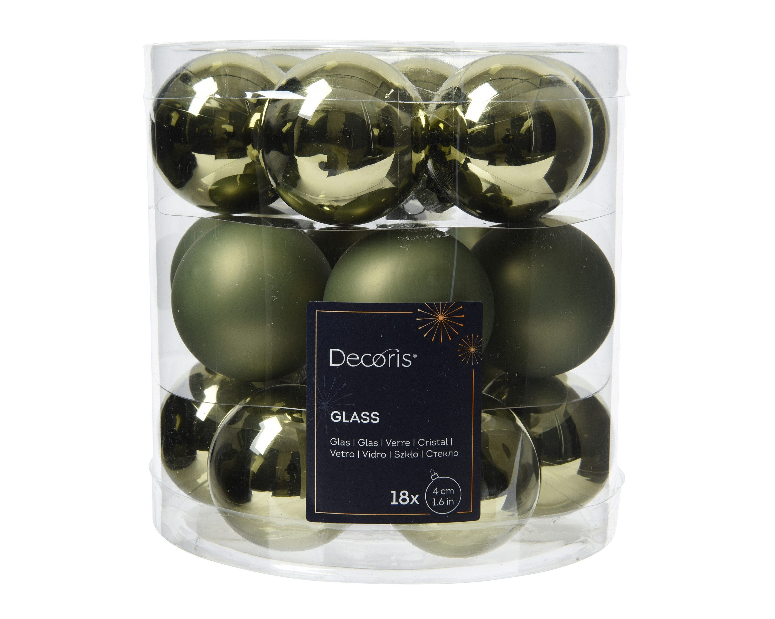 Kaemingk Weihnachtsbaumkugel, Weihnachtskugeln Glas 4cm 18 Stück - Rosmarin