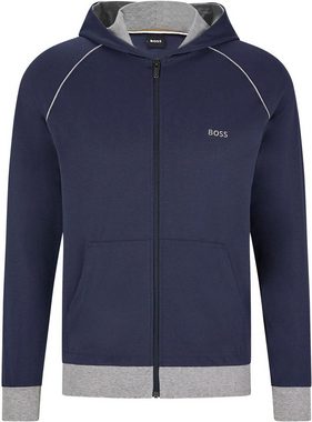 BOSS Kapuzensweatjacke mit kontrastfarbigen Bündchen