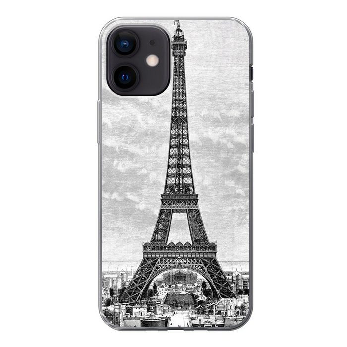 MuchoWow Handyhülle Eine Illustration des Eiffelturms aus dem 19. Jahrhundert Handyhülle Apple iPhone 12 Smartphone-Bumper Print Handy