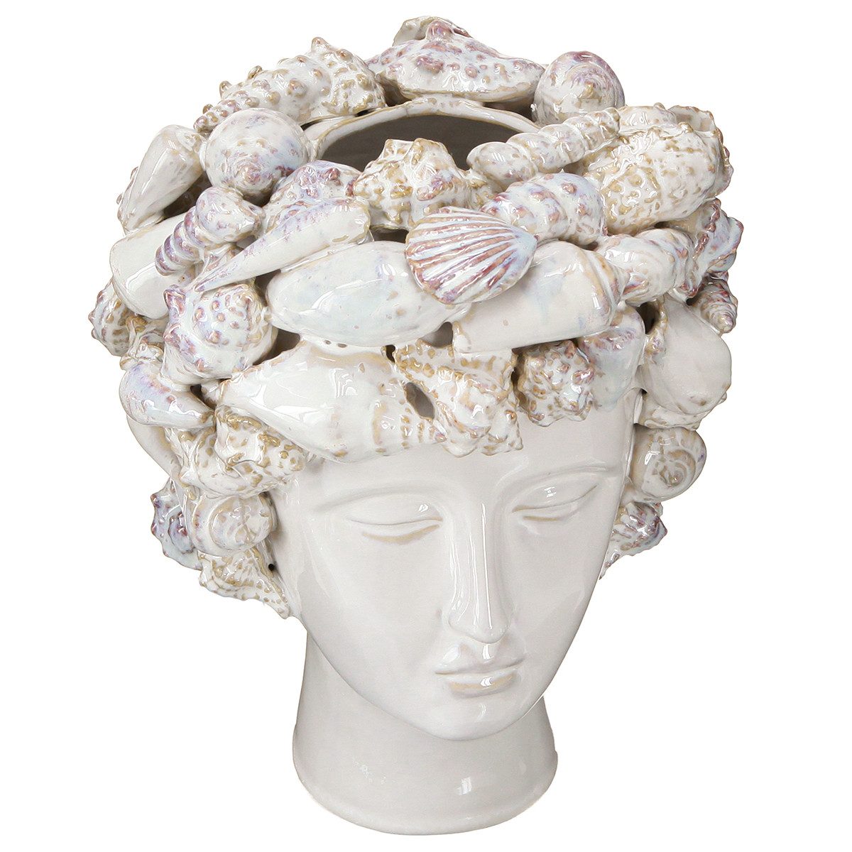 Übertopf Keramik-Kopf Vase Muscheln Mediterran 25cm Deko-Pflanzgefäß