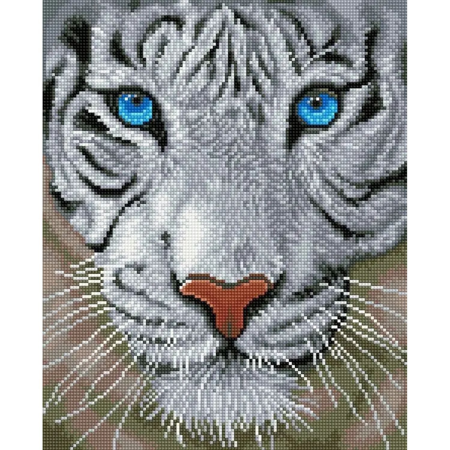 BrainBox Spiel DIAMOND DOTZ - Diamond Painting Weisser Tiger