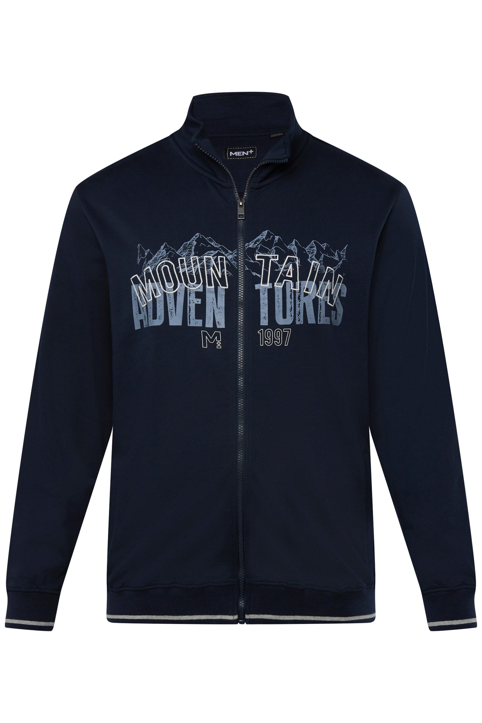 Men Plus Fleecejacke Sweatjacke Stehkragen Brustprint – Bild 2 von 3