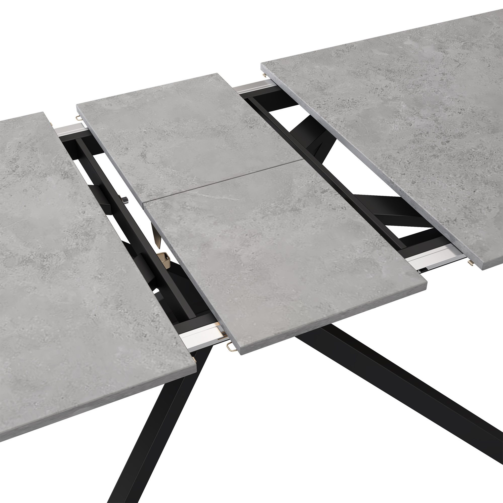 i@home Esstisch Küchentische Kaffee- & Freizeittisch (Kreuzbein-Design, 1-St., automatisch erweiterbar), moderner Ausziehbarer 150/180×70×76 cm Marmorstruktur – Bild 5 von 5