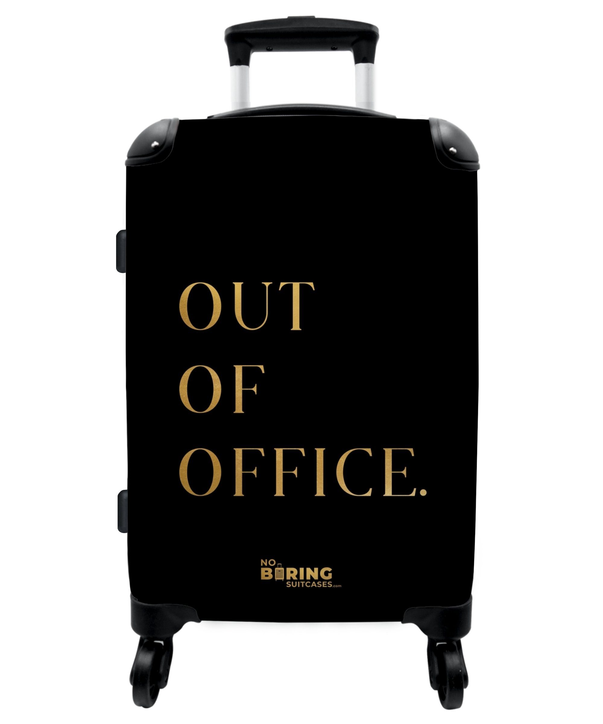 NoBoringSuitcases.com© - Urlaub - 4 Zitate - - Koffer mit Rollkoffer Trolley - Rollen Haus Reisekoffer Gold Außer Rollen, Aufgabegepäck 4 67x43x25cm Schwarz, Große