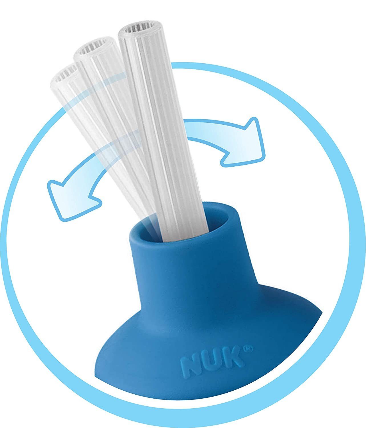 NUK Babyflasche NUK Flexi Cup Trinklernflasche mit Trinkhalm, 300ml, Bagger (grün)