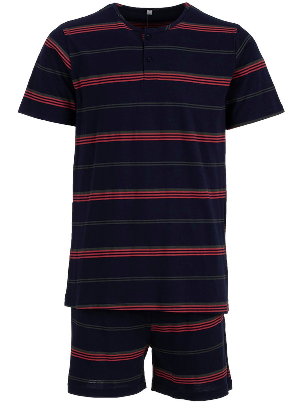 Henry Terre Schlafanzug Pyjama Set Shorty - Streifen navy