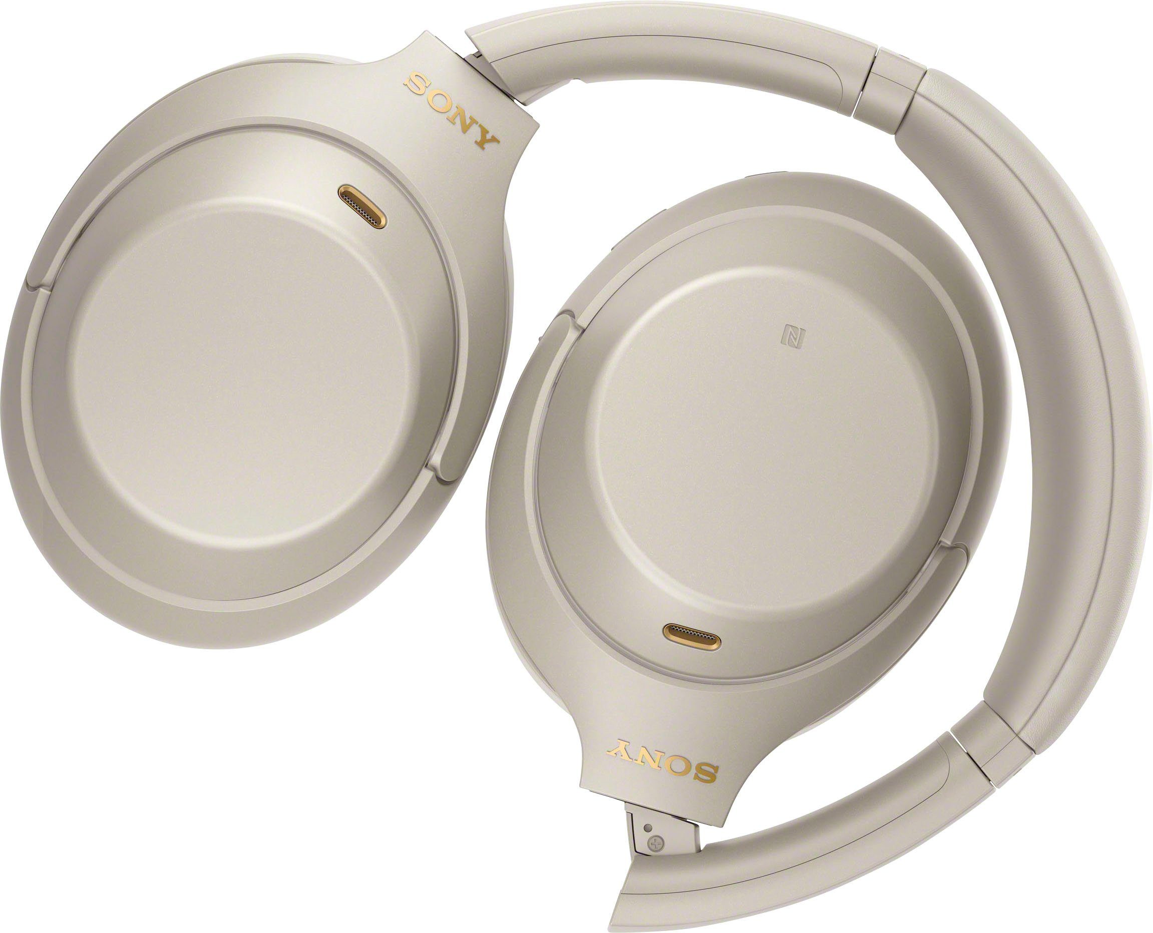 Sony WH-1000XM4 kabelloser Schnellladefunktion) via Sensor, Verbindung Silber Bluetooth, NFC, NFC, Over-Ear-Kopfhörer Touch (Noise-Cancelling, One-Touch