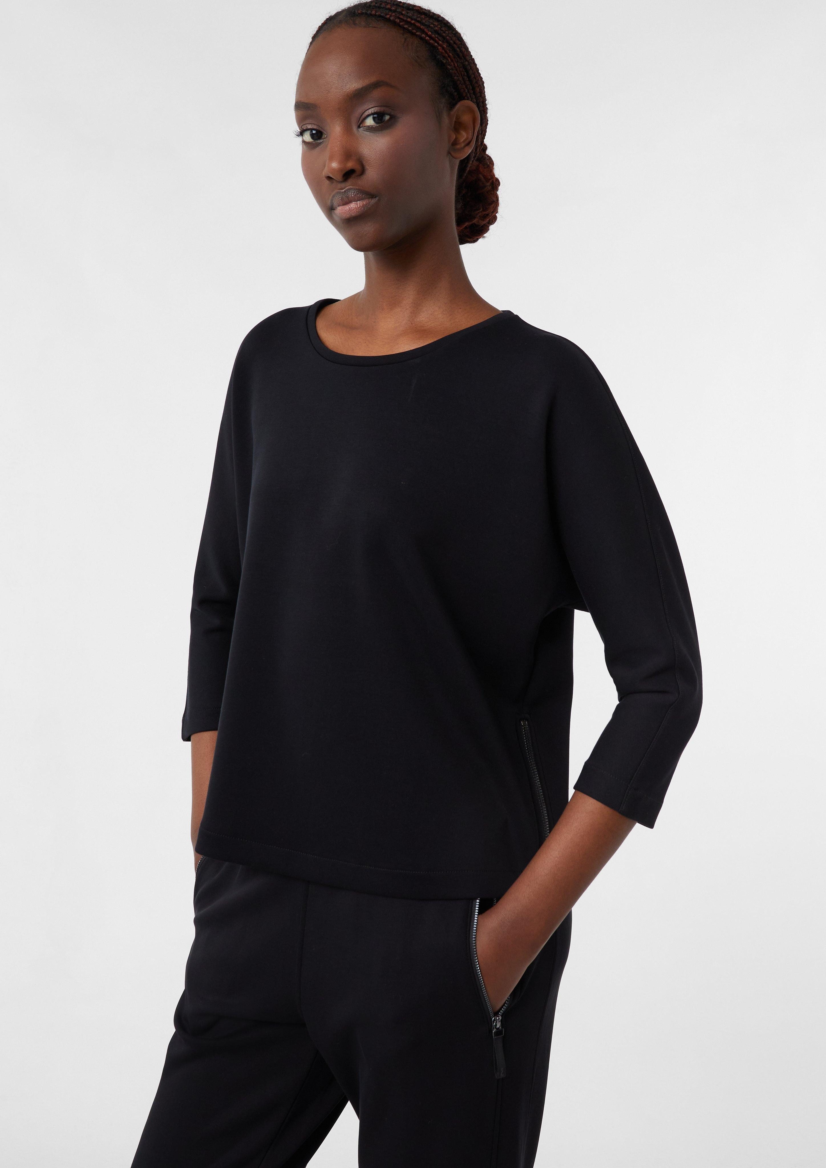 Sweatshirt Sweatshirt mit Fledermausärmeln und Zipper-Details