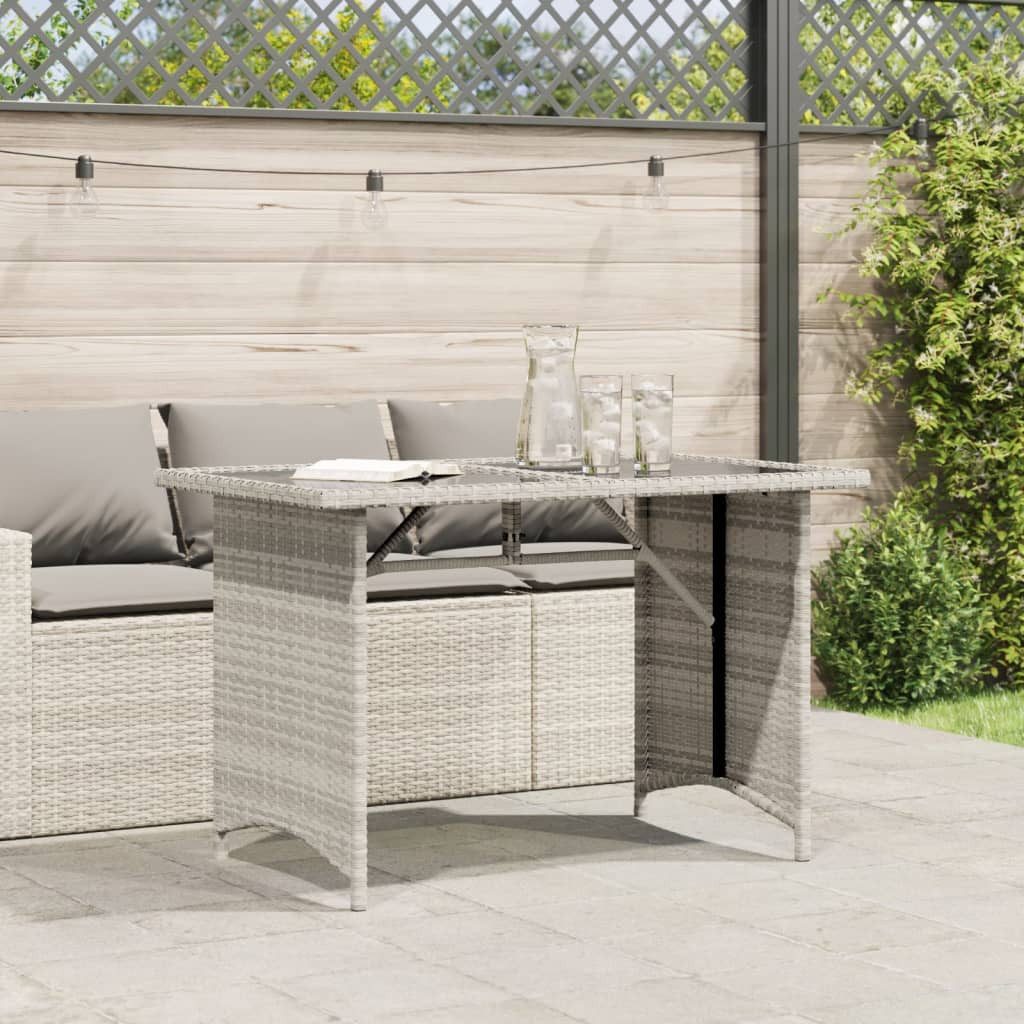 vidaXL Gartentisch Gartentisch mit Glasplatte Hellgrau günstig online kaufen