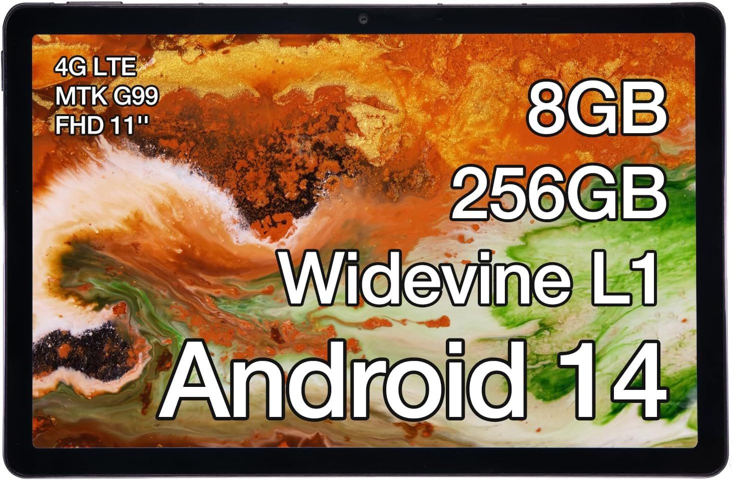 AGM Widevine L1 Zertifizierung Tablet (11", 256 GB, Android 14, 2,4G+5G, mit1920X1200 Simlockfrei Ohne Vertrag,MTKG99/Dual SIM/50MP+8MP/OTG/GPS)