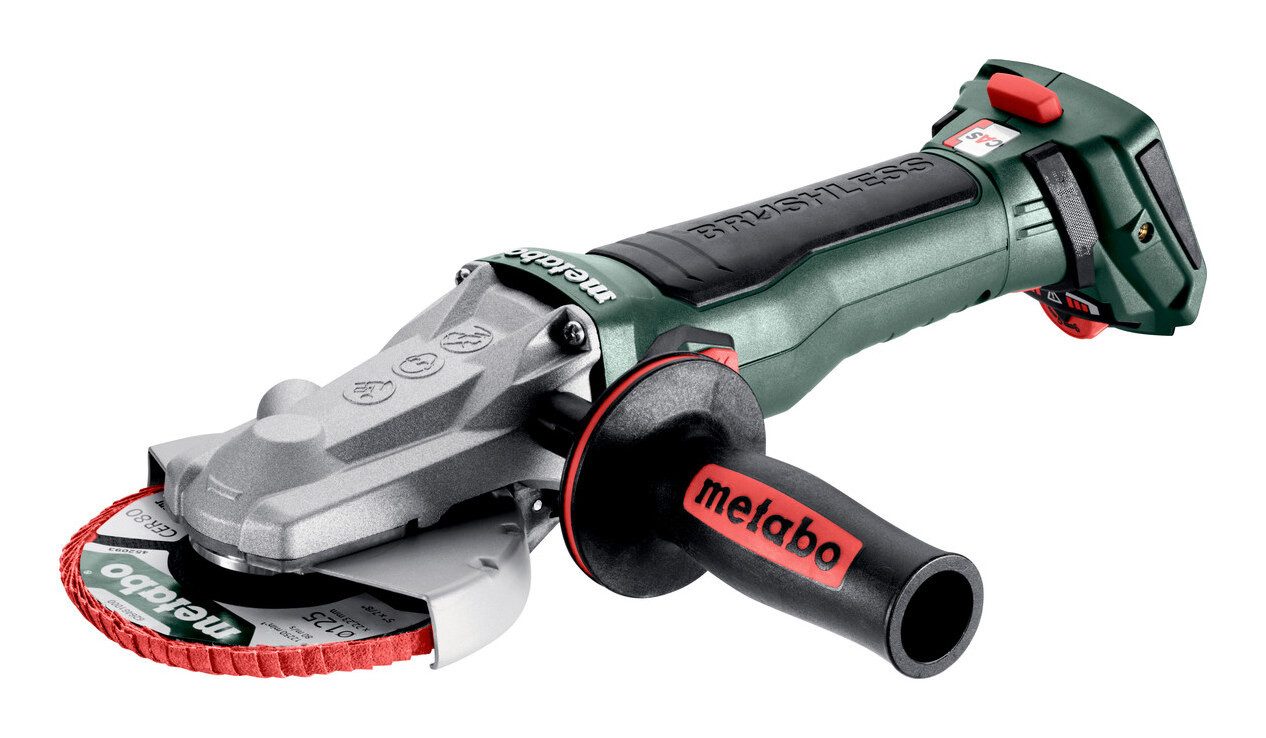 metabo Akku-Winkelschleifer WVBF 18 LT BL 11-125 Quick, max. 8000 U/min, Flachkopf Ohne Akku in metaBOX 165 L
