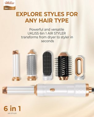 UKLISS Haartrockner Schonende Trocknung, 1000,00 W, 6-in-1 Vielseitiges mit individuellen Einstellungen für jede Haartypen