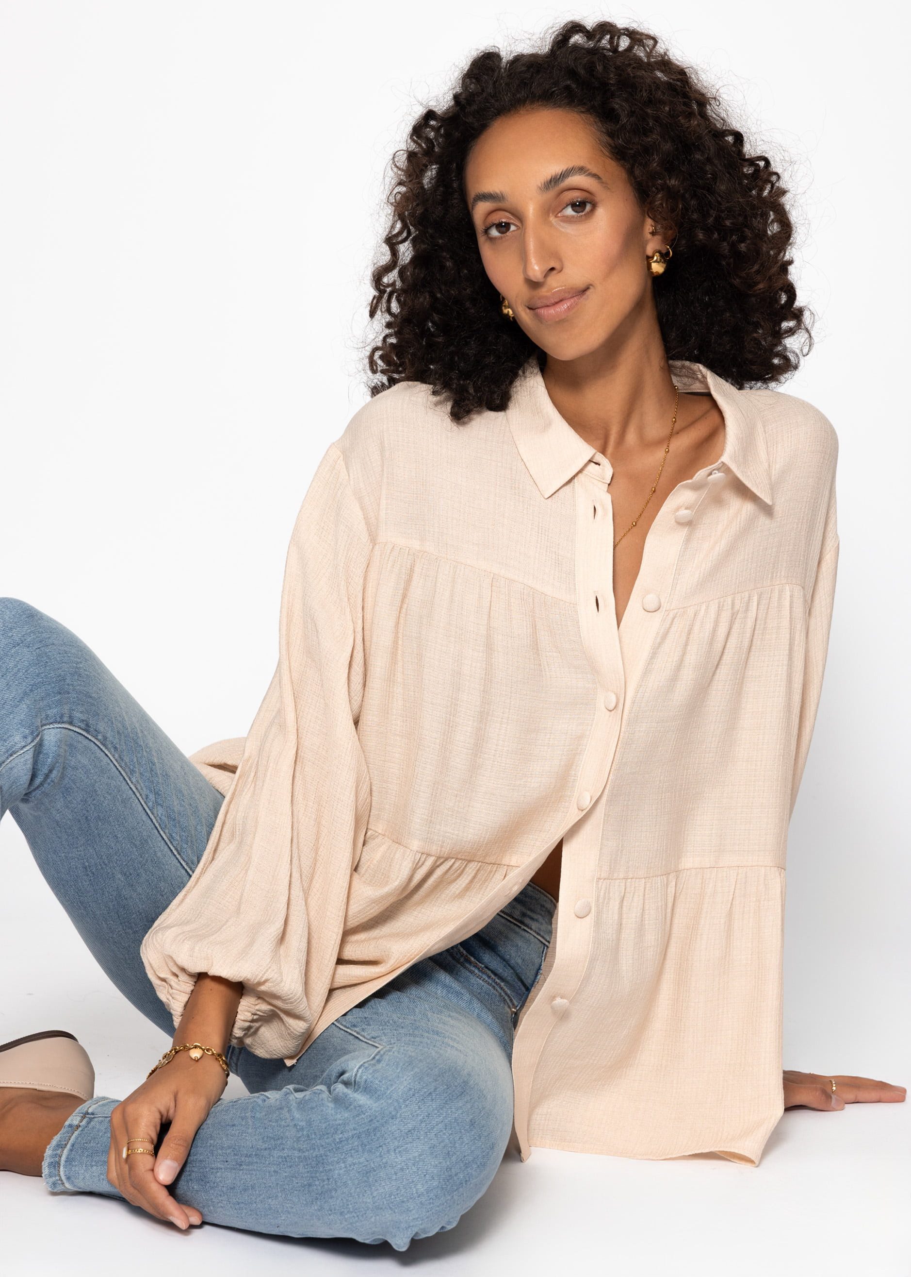 SASSYCLASSY Langarmbluse Oversize Bluse Damen aus günstig online kaufen