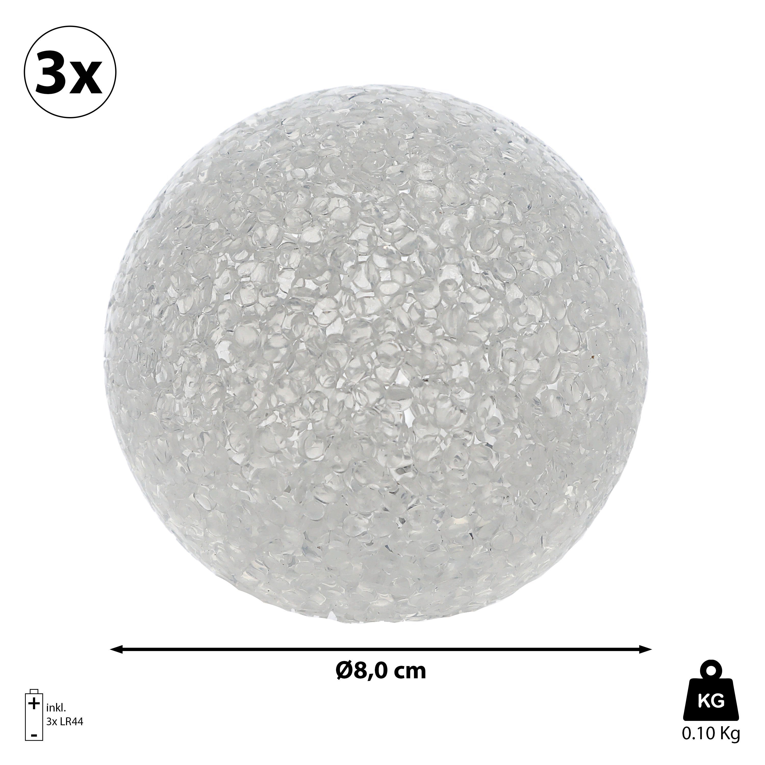 CEPEWA LED Dekolicht LED Deko Kugel Soft 3er Set Ø8cm warmweiß Kunststoff L günstig online kaufen