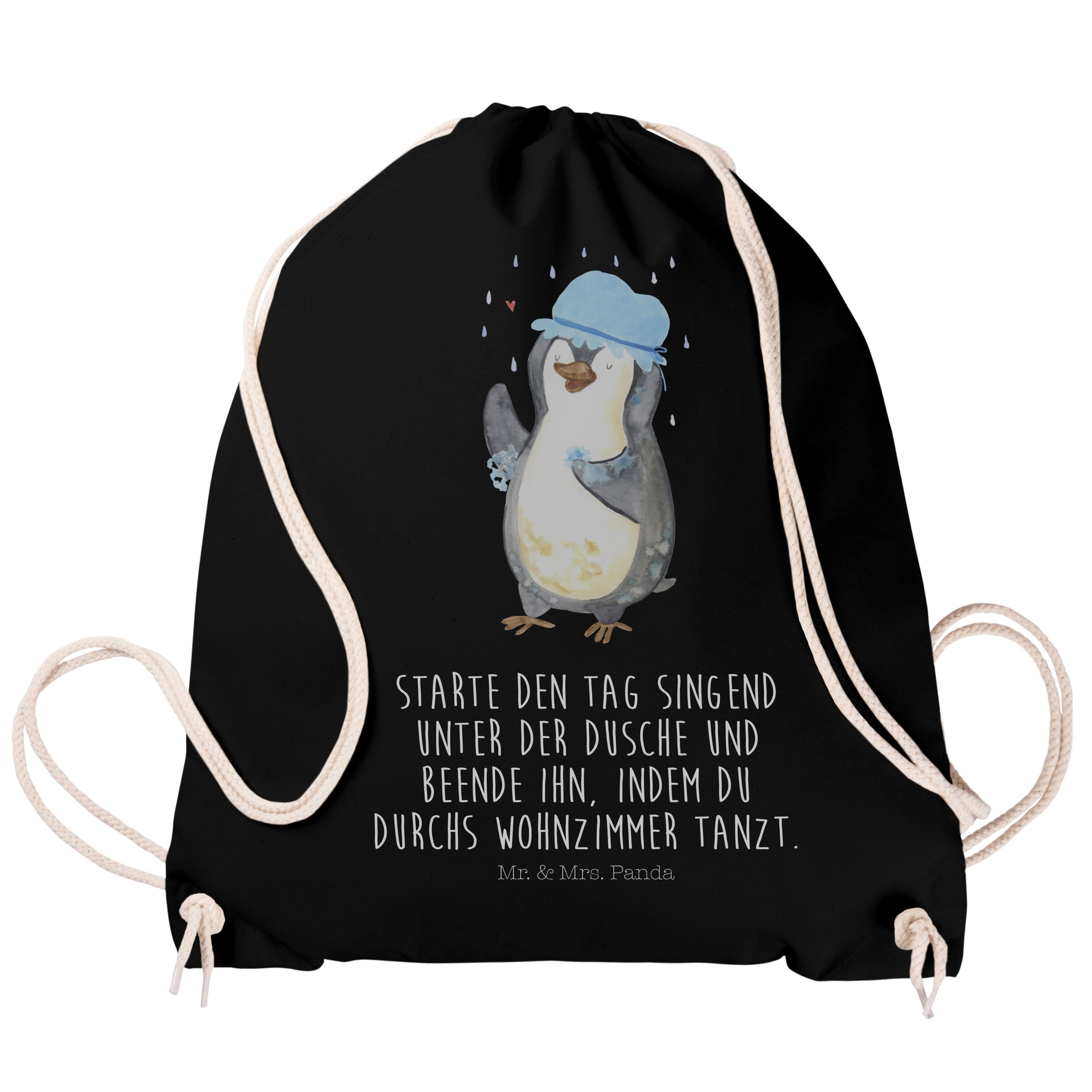 & Geschenk, baden, - Sportbeutel, Pinguin Neus - Schwarz Tasche, Mrs. Mr. (1-tlg) duscht Panda Sporttasche