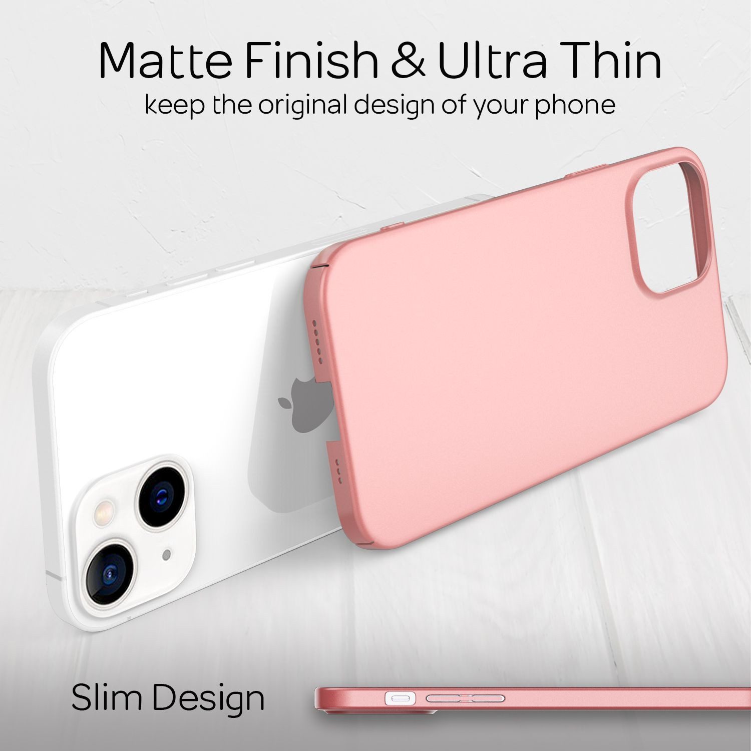 Nalia Smartphone-Hülle Apple iPhone 13 15,5 cm (6,1 Zoll), Ultra Dünne 0,5mm Hülle / Mattes Hardcase / Silk Touch / Extra Leicht