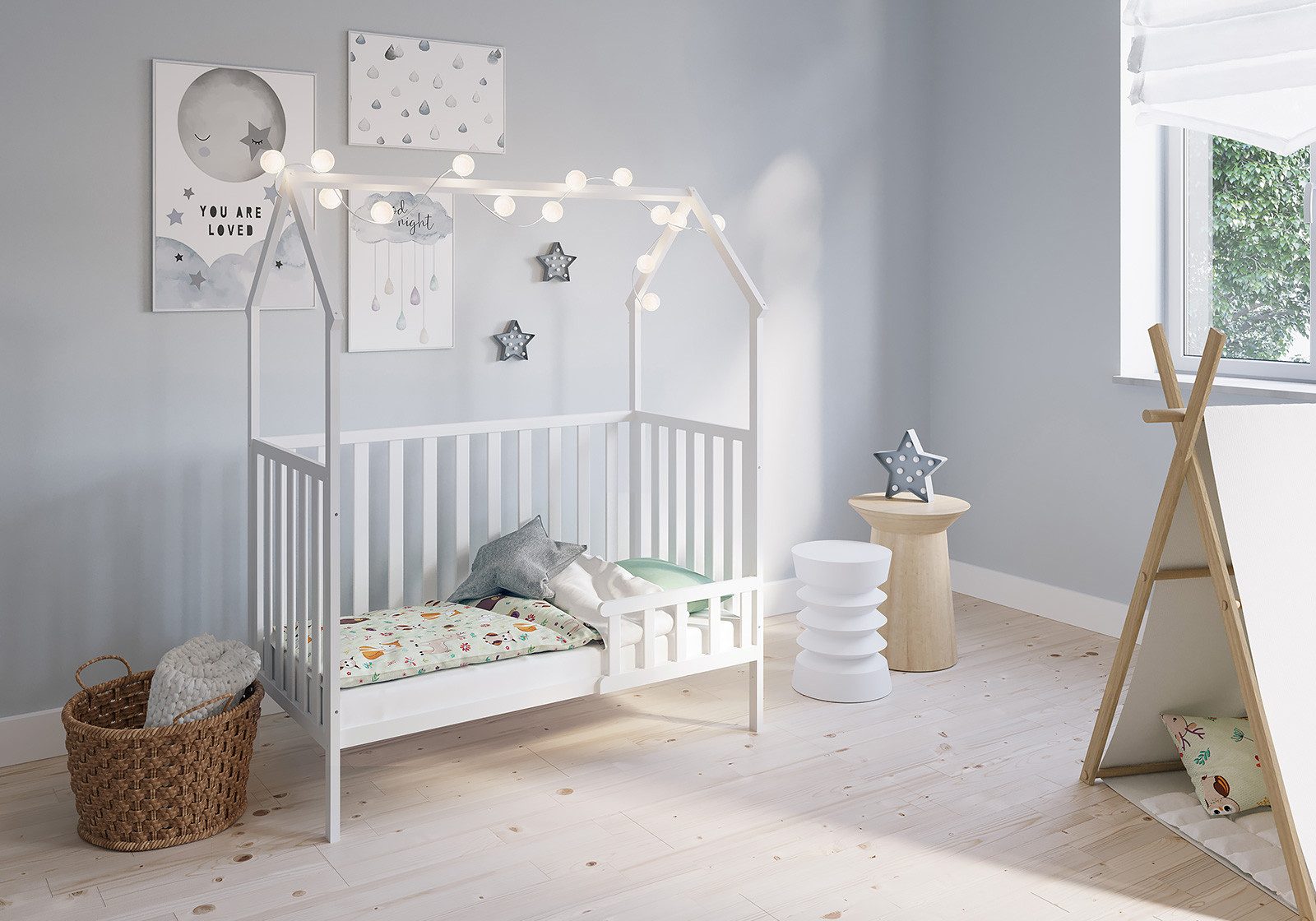 FabiMax Kinderbett Hausbett Schlafmütze 120x60, weiß lackiert, Kiefernholz günstig online kaufen