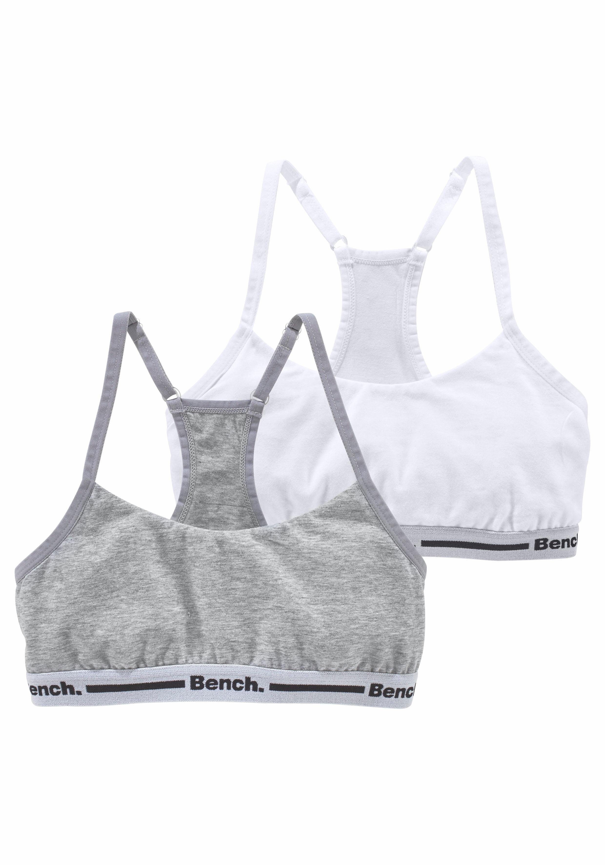 Bench. Bustier (Packung, 2-tlg) Ringerrücken Mädchen weiß, verstellbarer grau-meliert 