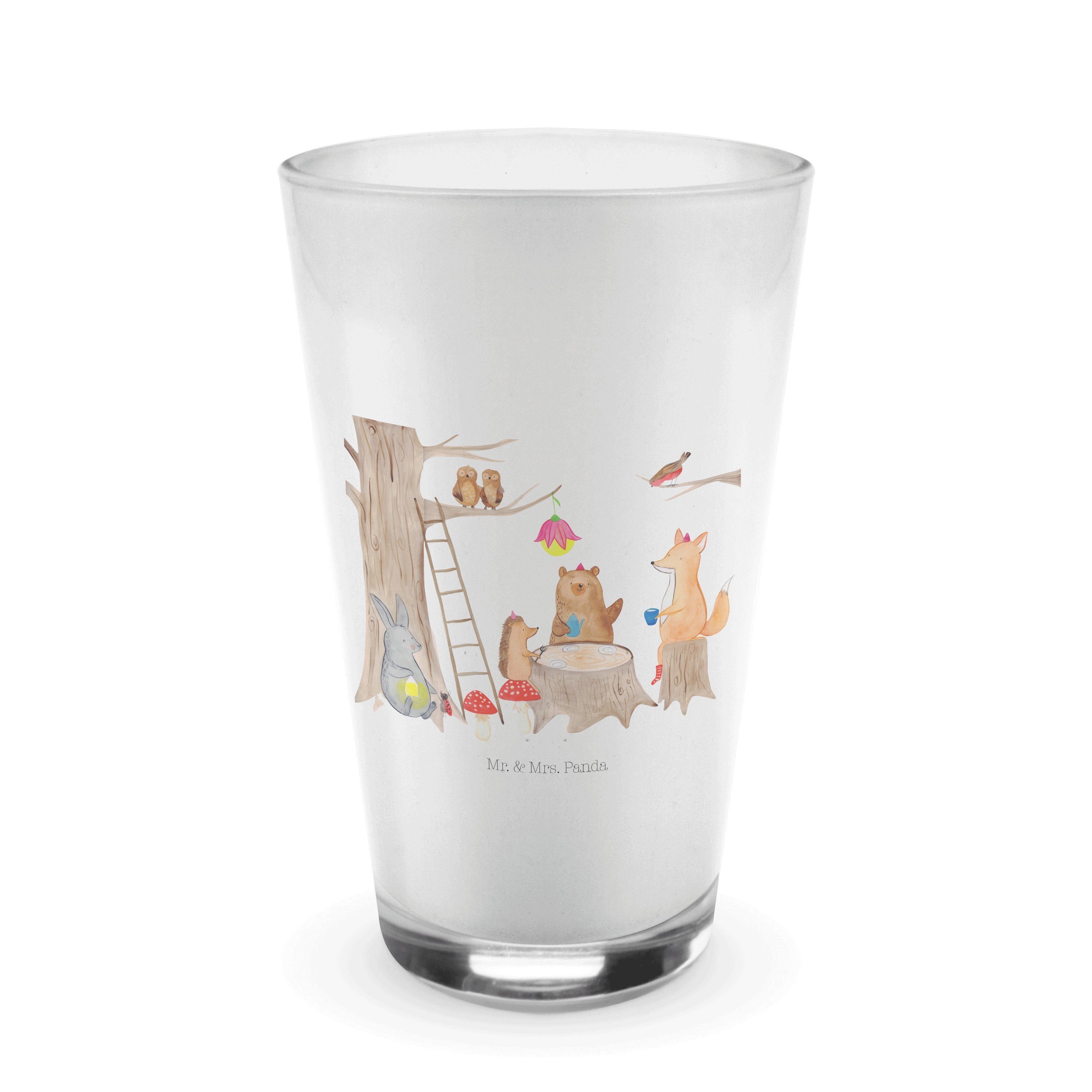 Mr. & Mrs. Panda Glas Waldtiere Picknick - Transparent - Geschenk, Fuchs, Cappuccino Glas, Premium Glas