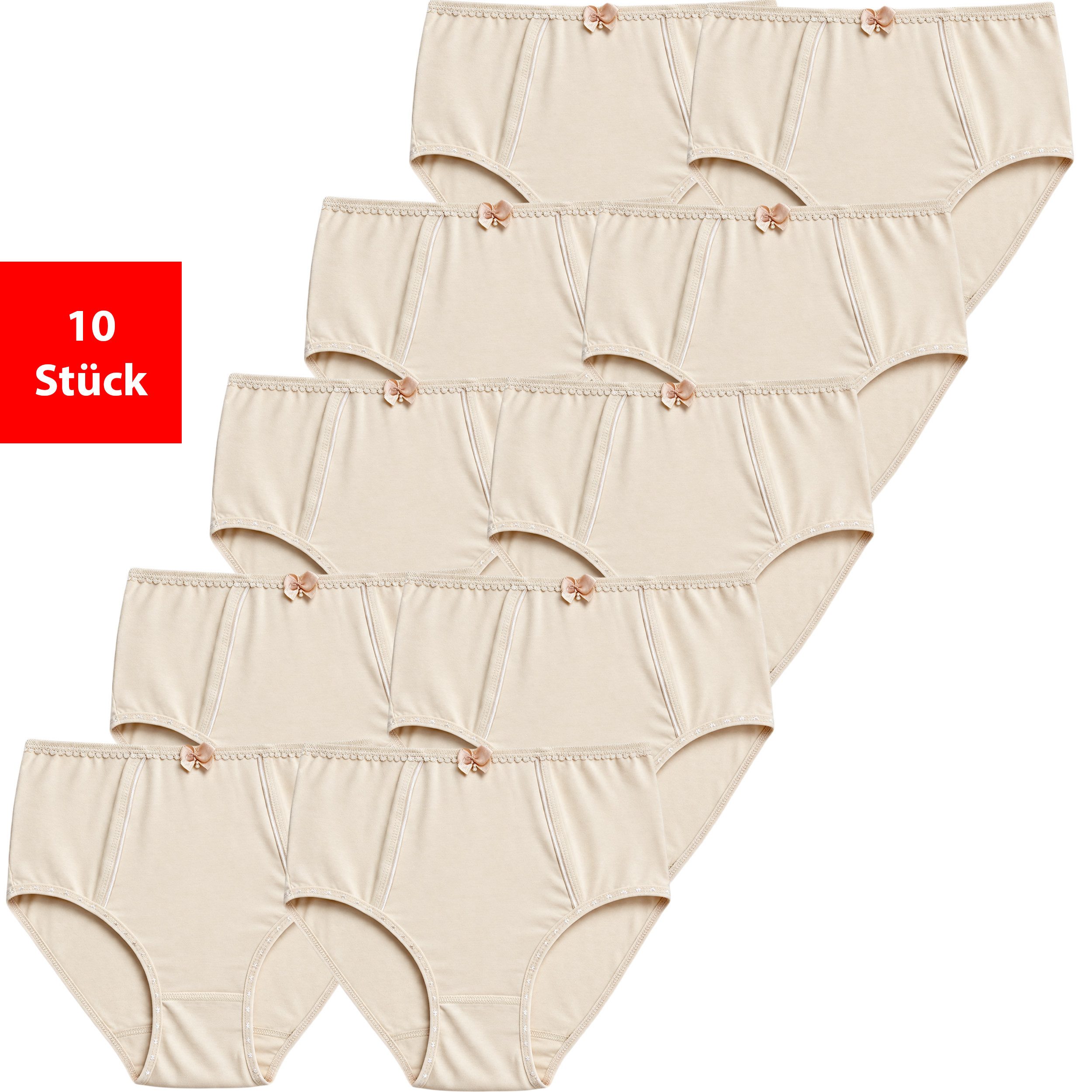 Fashionschmiede Taillenslip Taillenslip Damen Baumwolle Stretch 5er & 10er Pack Maxislip (Set, 10-St., 10er-Pack) Hoher Baumwollanteil, elastisch, weich & atmungsaktiv
