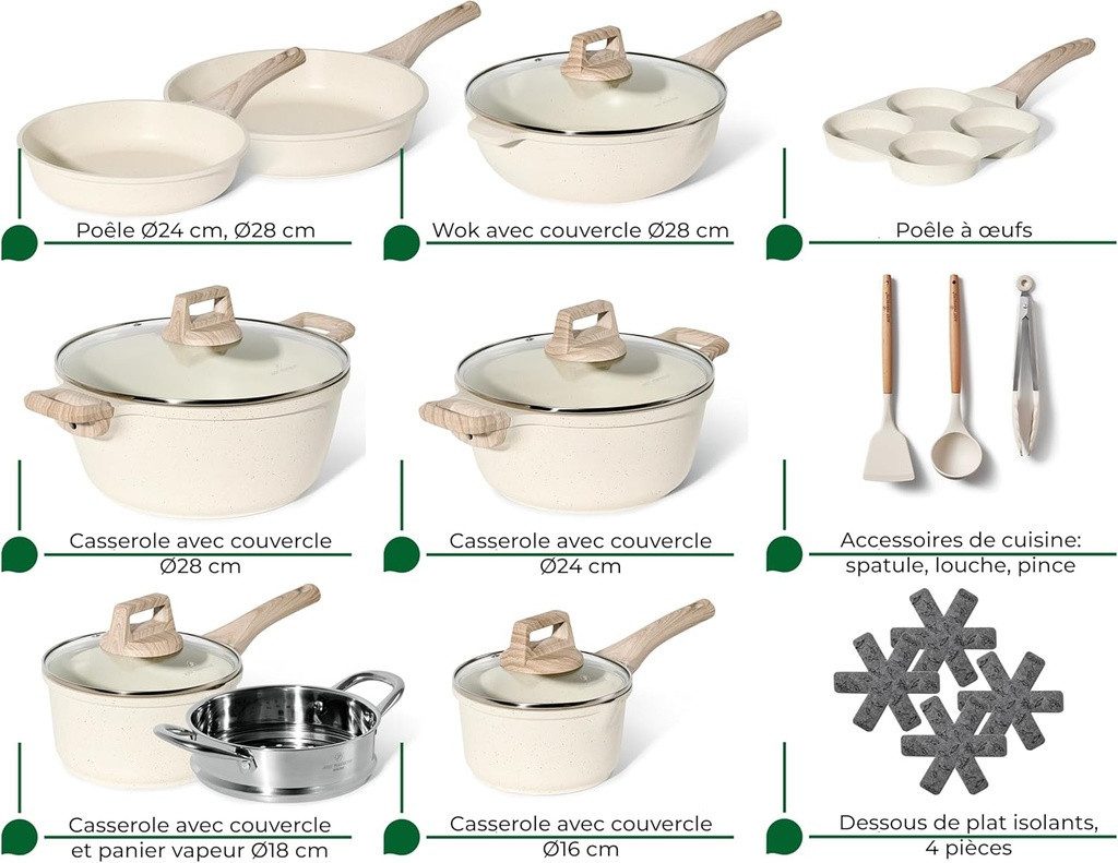Just Perfecto Kochtopf Just Perfecto 21-teiliges Kochgeschirr-Set aus Granit - Beige