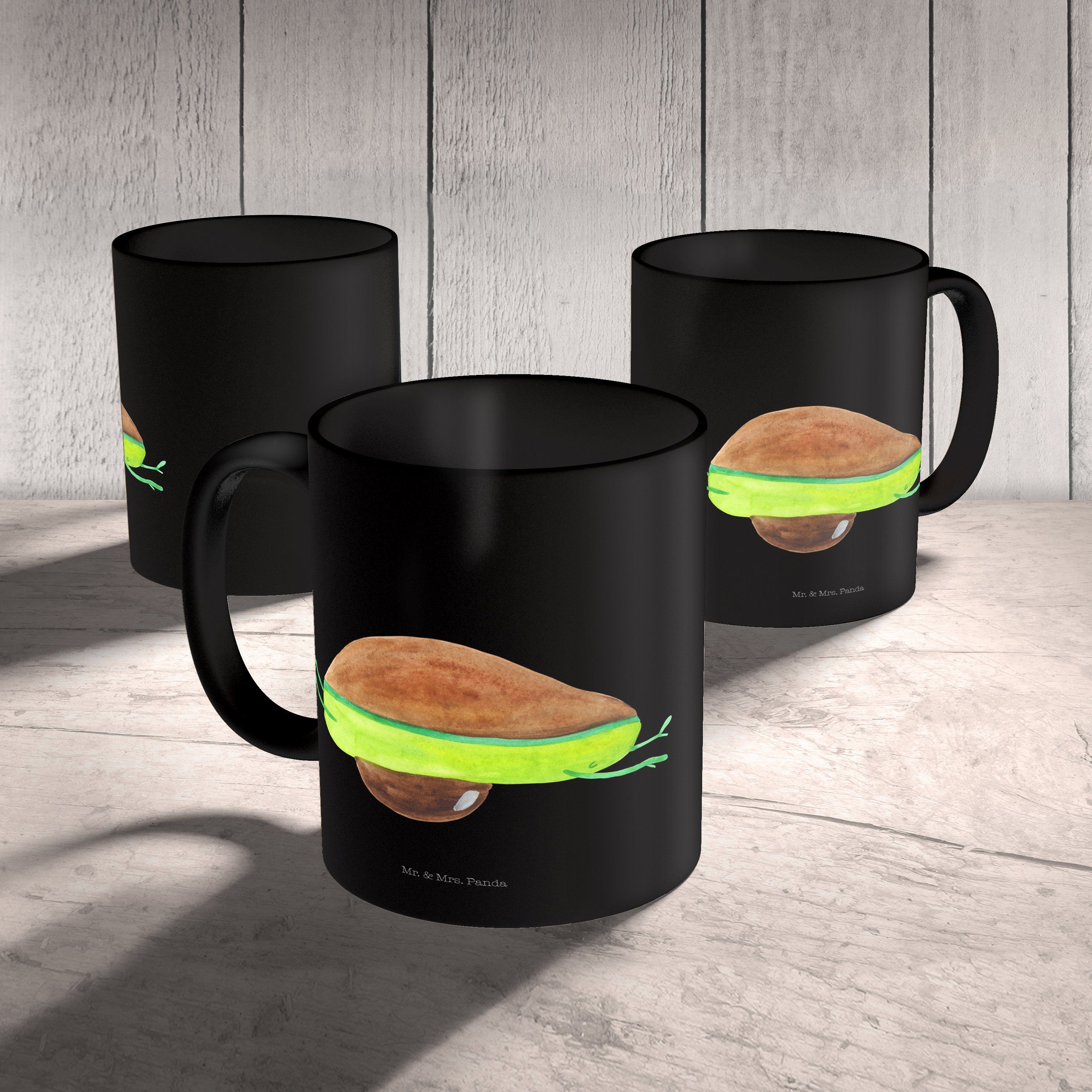 Mr. & Mrs. Avocado - Tasse Geschenk, Schwarz Vegan, Motive, Schwarz - Kaffee, Keramik Panda Yoga Tasse Tasse