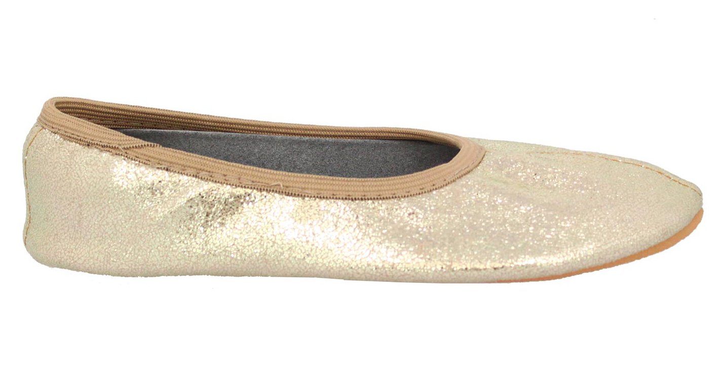 Beck Schläppchen Basic Glitzer Gymnastikschuh (bis Gr. 42 erhältlich, für Sport und Zuhause) mit rutschfester Gummi-Laufsohle