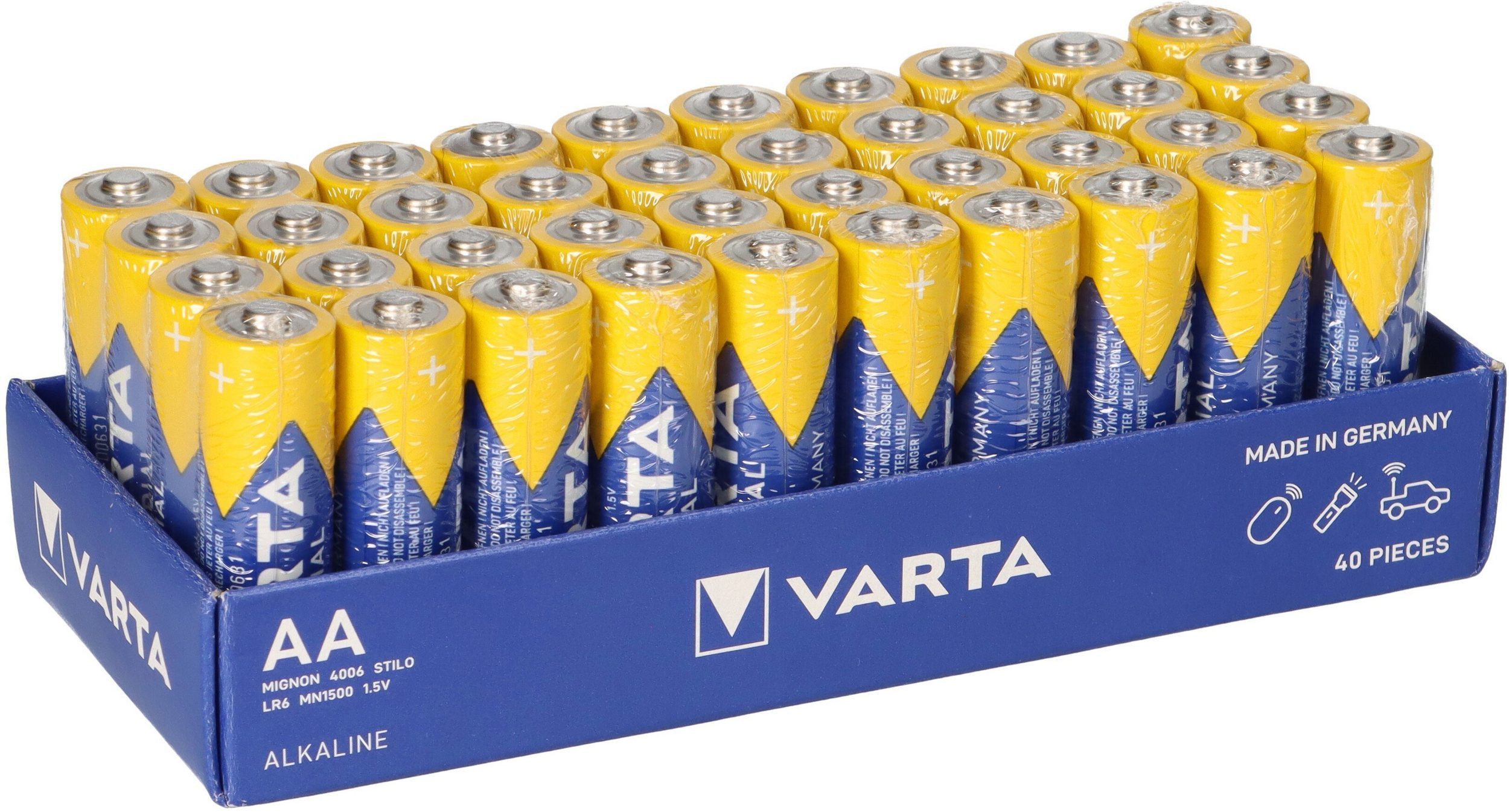 VARTA Industrial LR6 / AA-Alkalibatterien Batterie, (40 St), Mindestkapazität: 3000 mAh