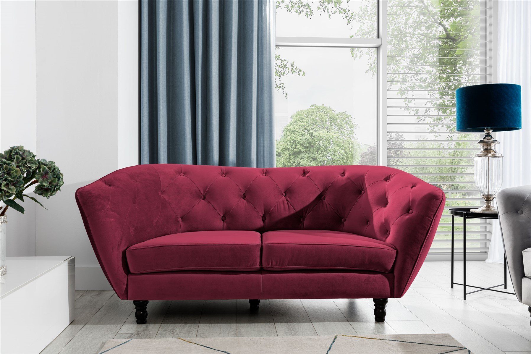 Designer-Sofa Bordeaux Sofa Sofa Stoff, Fun 2-Sitzer 1 Charlotte Möbel Teile