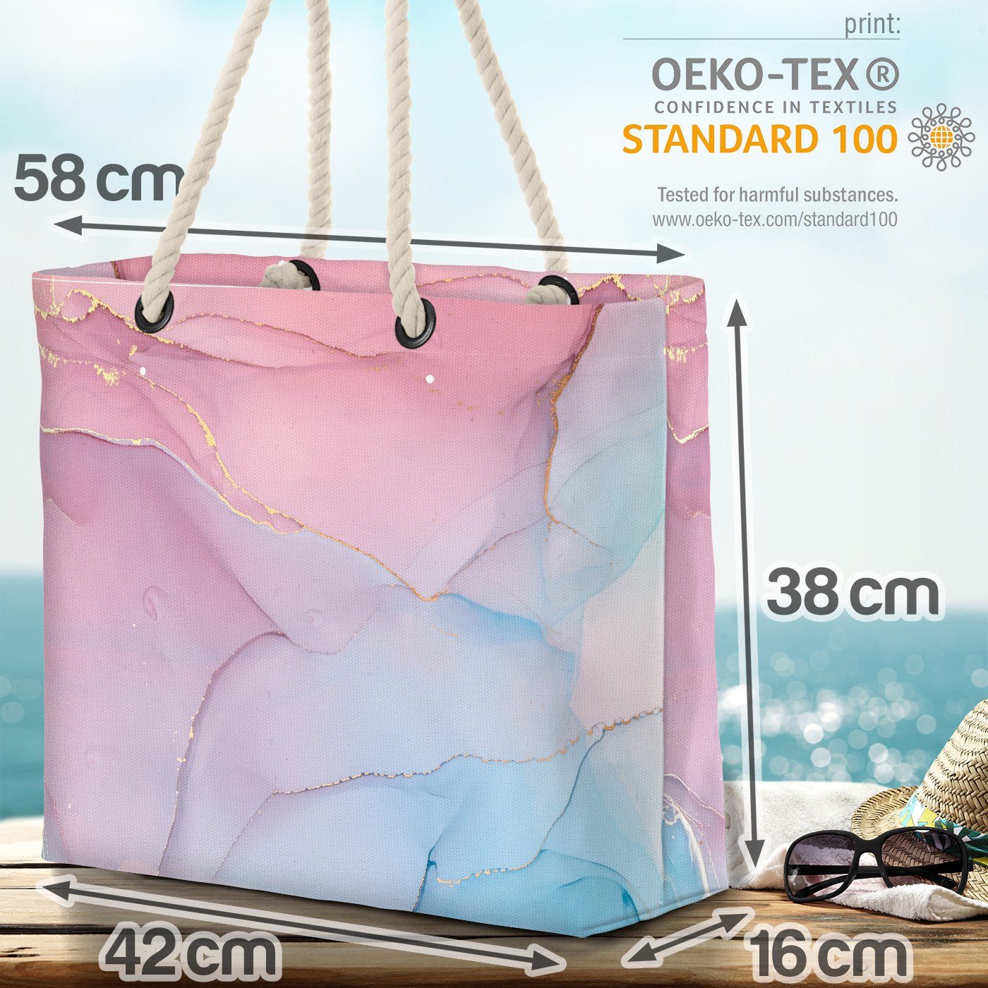Bag Wellness leicht acryl verlauf Strandtasche bunt Urlaub Himmel Engel Beach VOID (1-tlg), Farbschleier