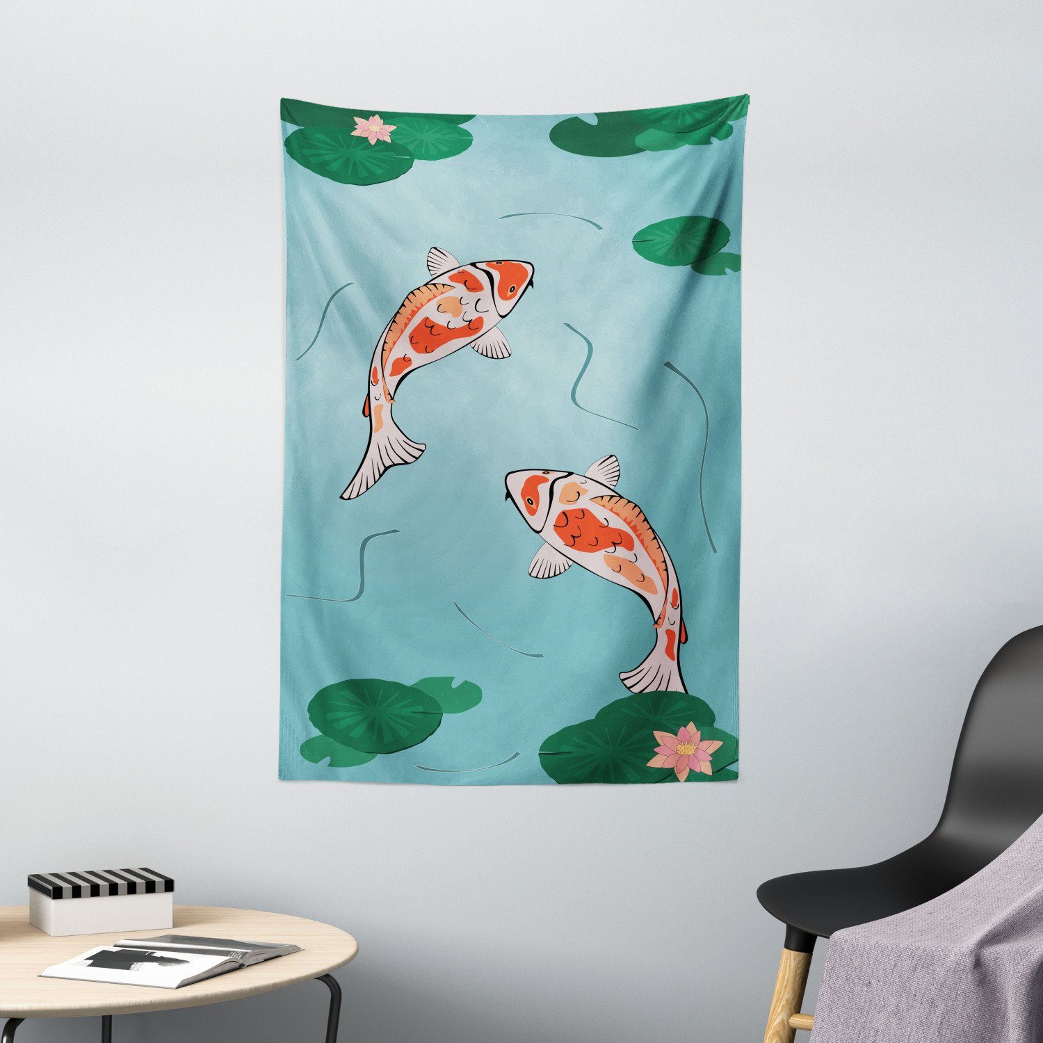 Wandteppich Wohnzimmer Schlafzimmer Wandtuch Seidiges Satin Wandteppich Abakuhaus Rechteckig Koifisch Japanische Koi Badeteich Online Kaufen Otto