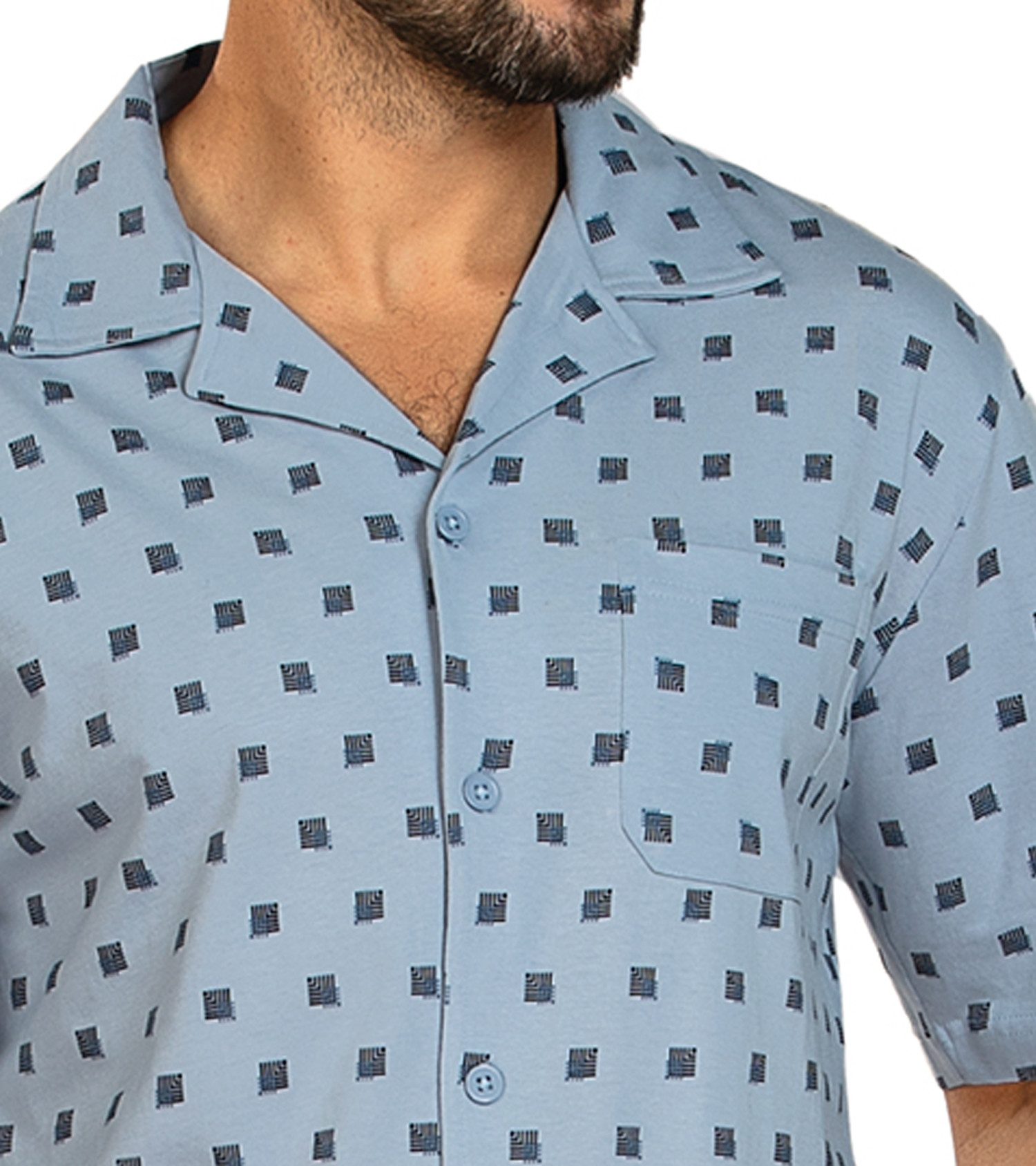 Comte Shorty Lunar Lounge (Set, 2 tlg., 2-teilig) Herren Pyjama kurz Shorty Kurzarm Baumwolle geknöpft große Größen