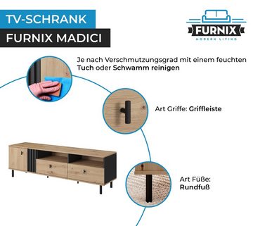 Furnix TV-Schrank MADICI Lowboard mit 2 Schubladen und 2 Ablagen Eiche Artisan Made in EU, B165 x H148,8 x T40 cm