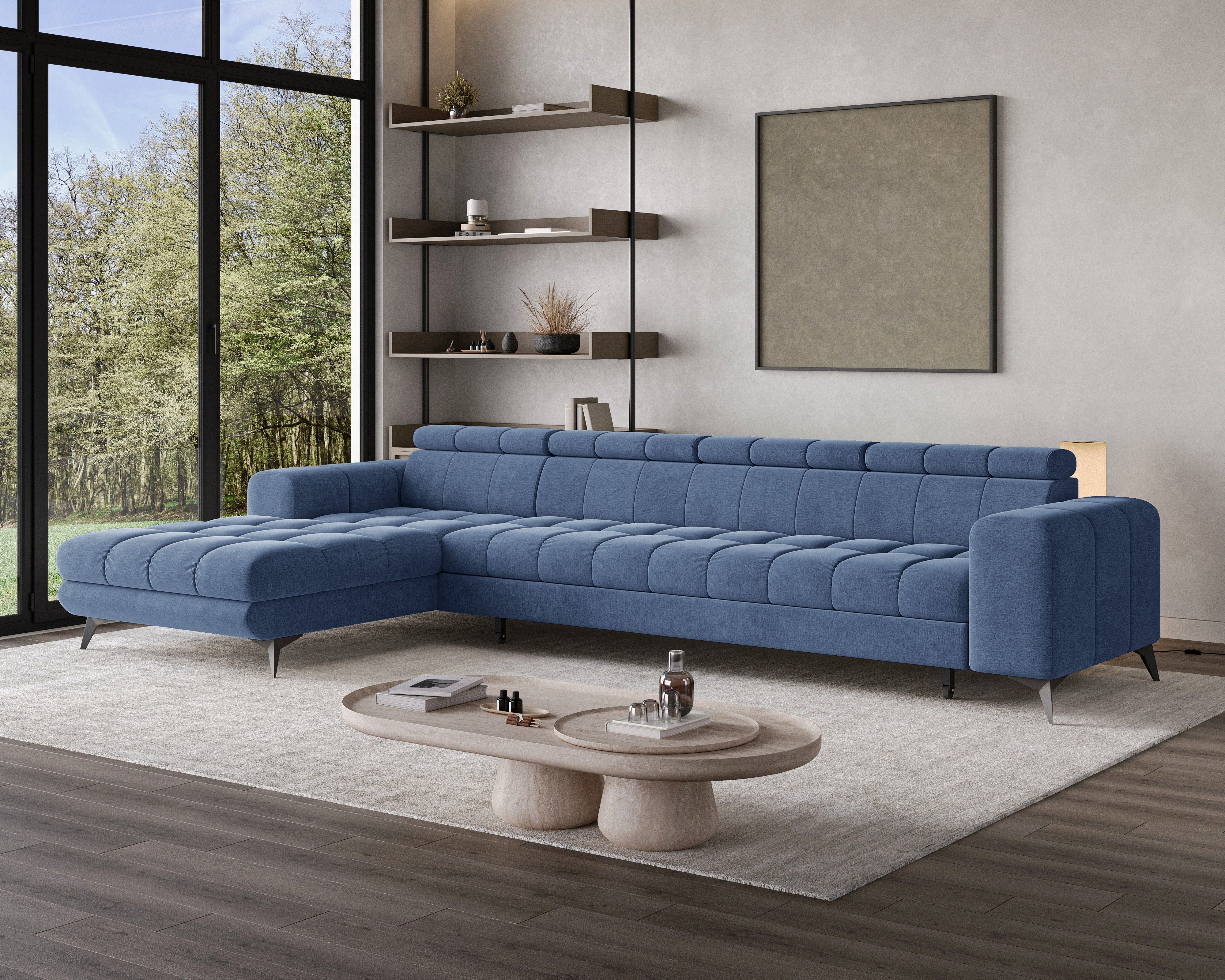 Chilly Möbel Ecksofa Großes L – luxuriöser Komfort, 335x74 cm, Rechts, Monolith 77