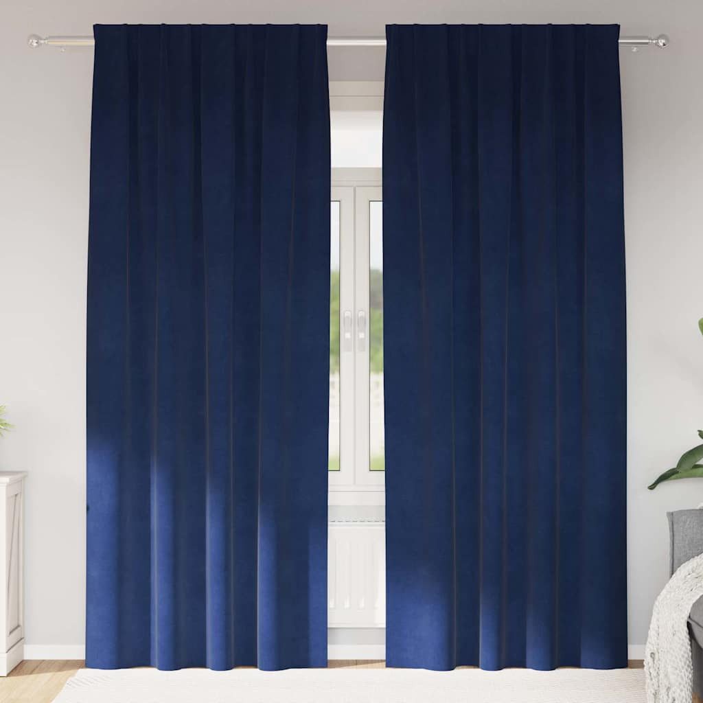 vidaXL Verdunkelungsvorhang, Verdunkelungsvorhänge 2 pcs Dunkelblau 140 x 245 cm Samt