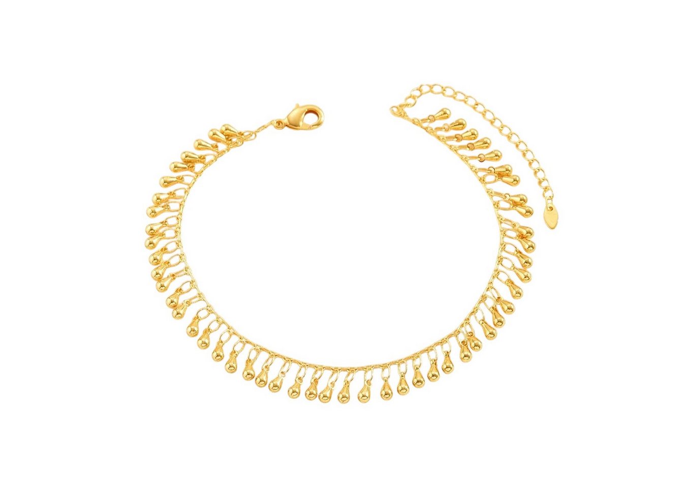 KARMA Fußkette mit Anhänger Tropfen Gold 21 cm modern Fußkettchen vergoldet (1-tlg., Accessoires modern Damenschmuck Damen), Fußschmuck Urlaub Strand Abendmode