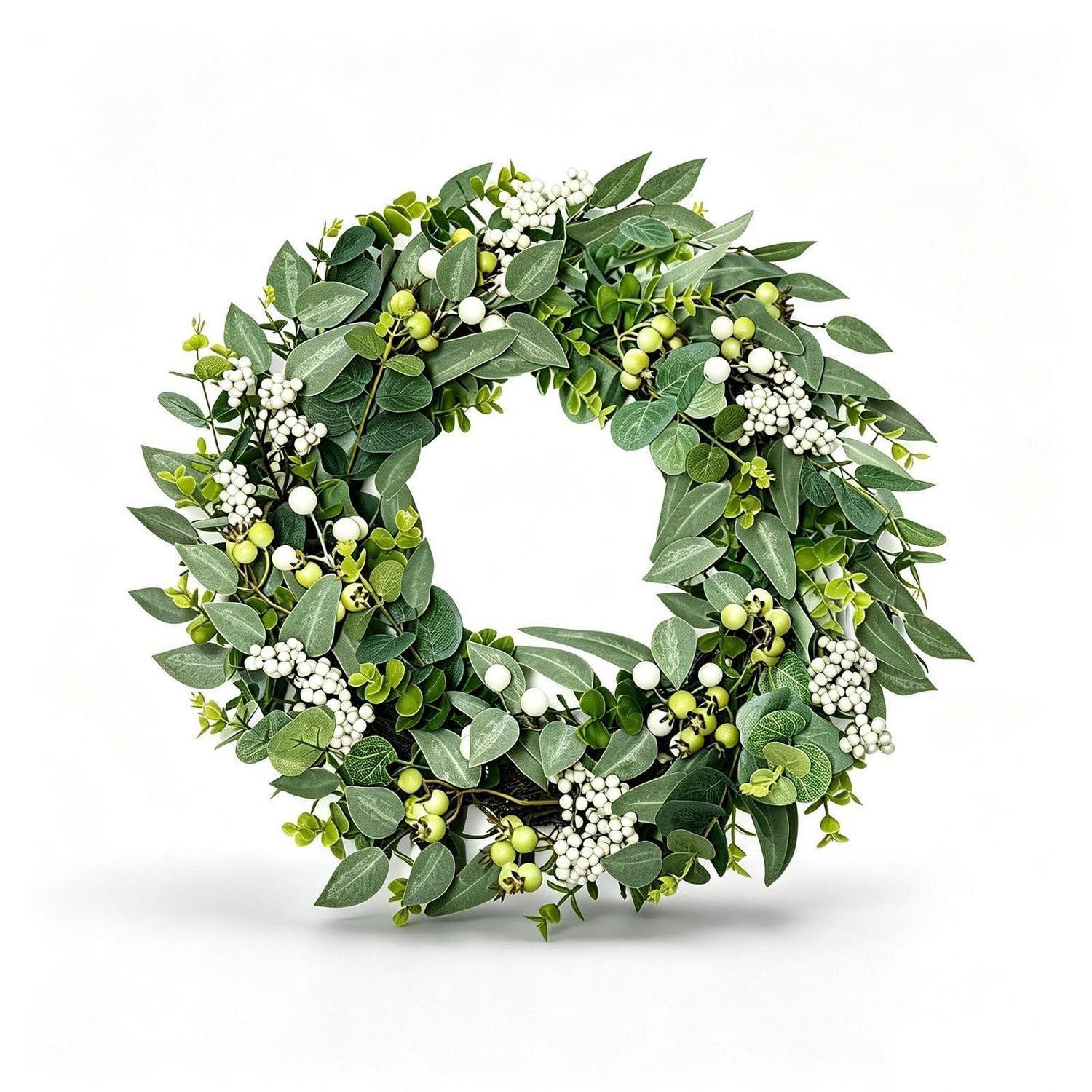LuxusKollektion Dekokranz Eukalyptus Kranz Tür 50cm grün mit Beeren