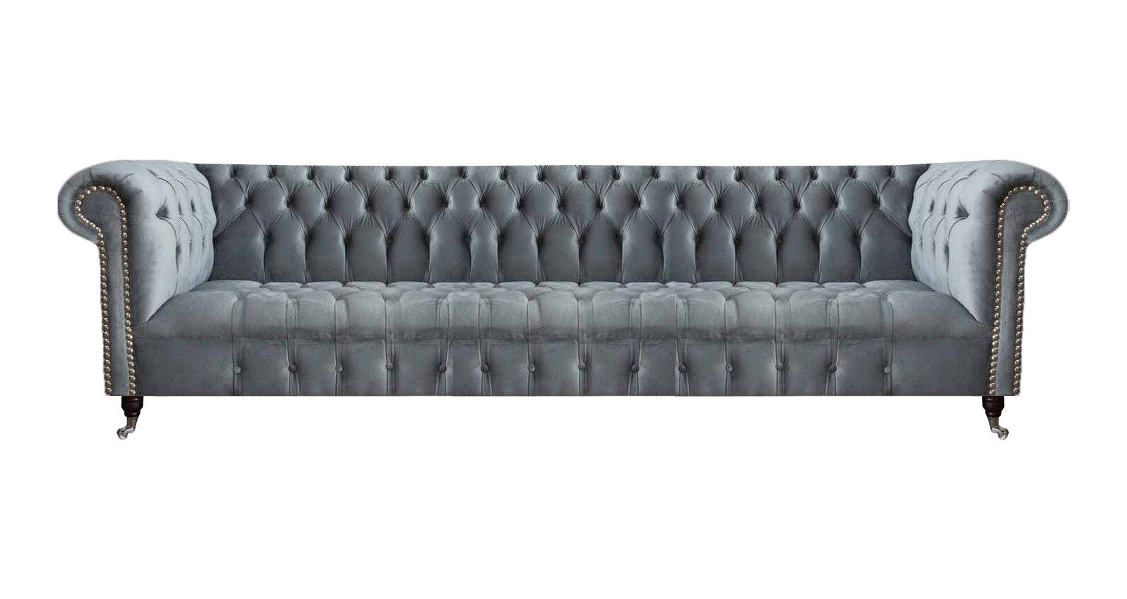 Chesterfield-Sofa Graues Chesterfield Sofa mit hochwertiger Polsterung und Knopfdetails