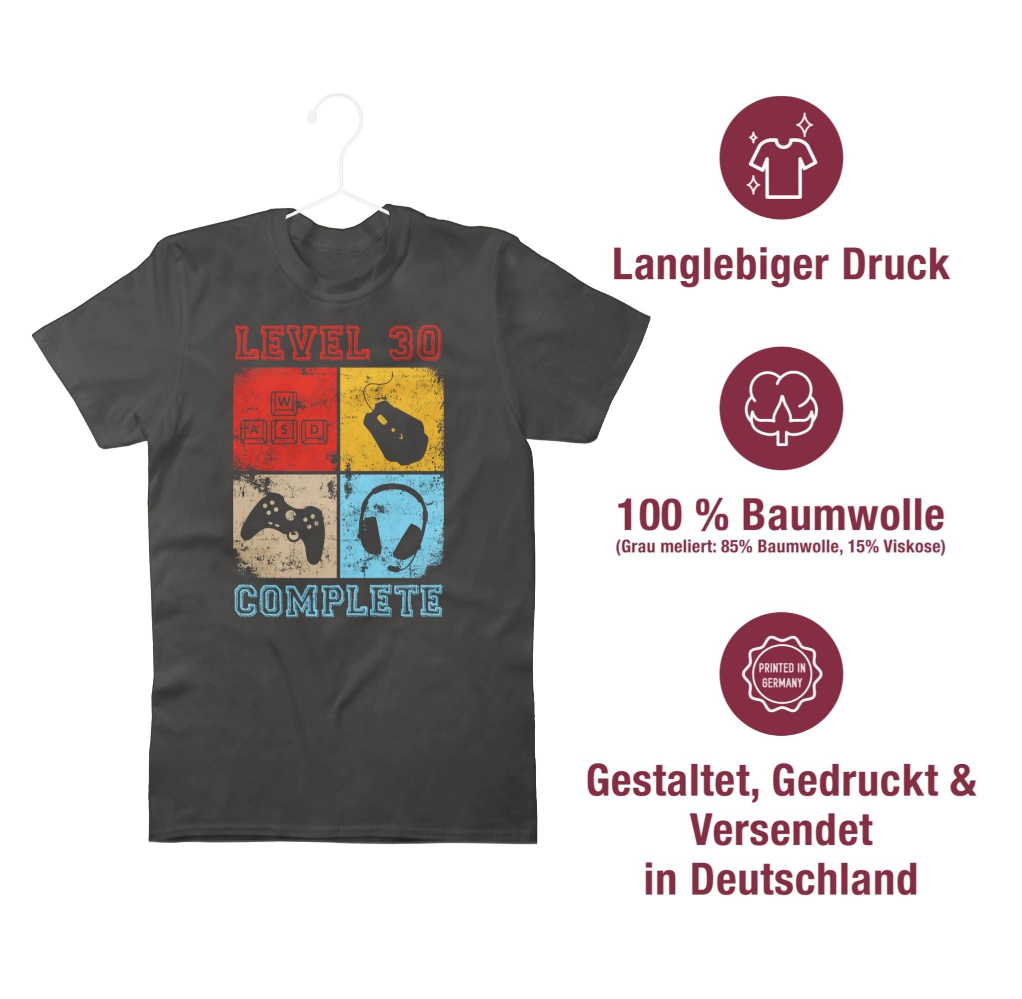 Complete 01 T-Shirt Level Completed 30 30. Geburtstag Shirtracer Dunkelgrau