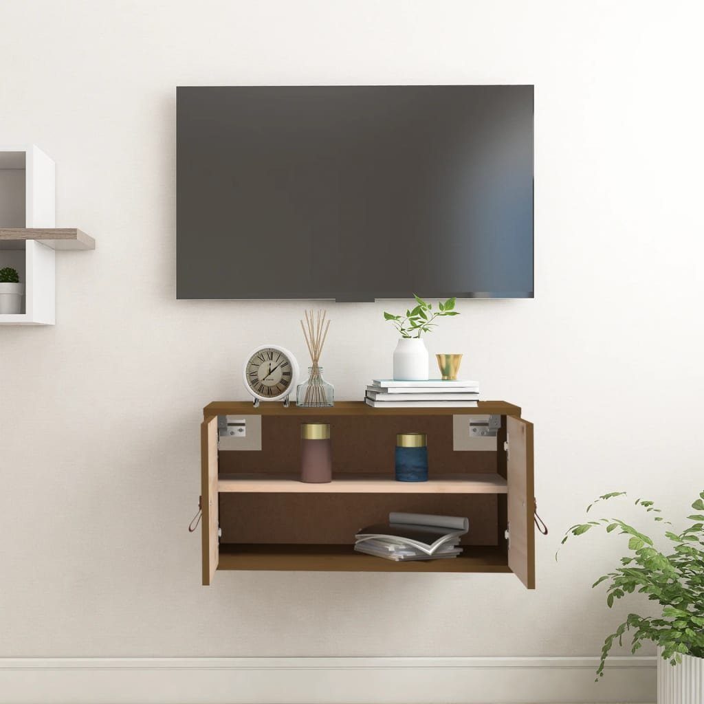 furnicato Wandhängeschrank Wandschrank aus massivholz 60 x 30 x 30 cm in Honigbraun, 1-tlg., Stabiler Hängeschrank aus Kiefernholz mit großzügigem Stauraum