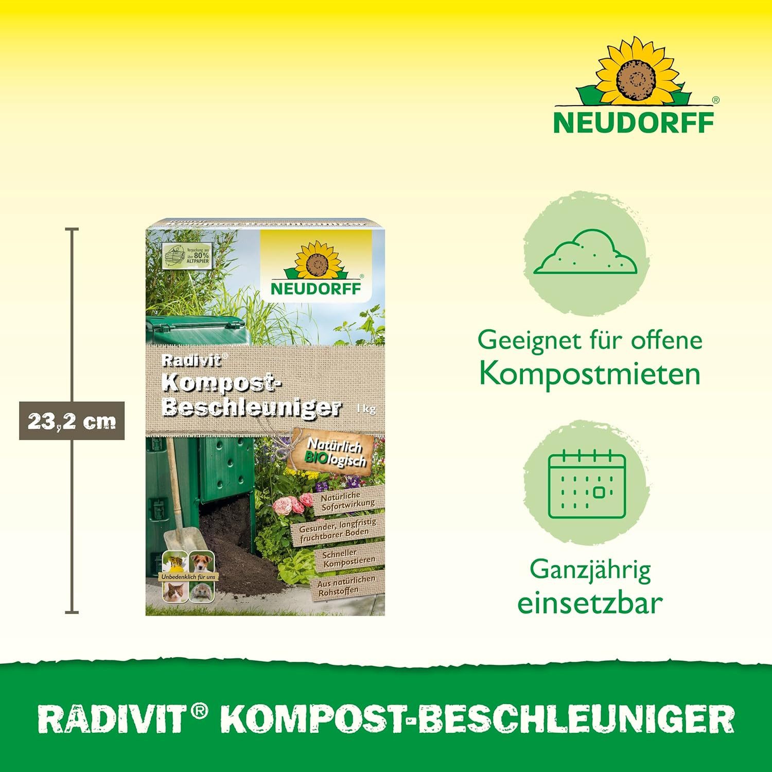 Neudorff Kompostbeschleuniger Radivit Kompost-Beschleuniger 1 kg, unbedenklich für Hund, Katze Igel und Bienen