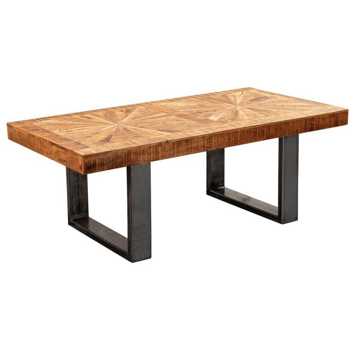 Wohnling Couchtisch WL5.950 (Mango Massivholz 105x40x55 cm Tisch Metallgestell) Wohnzimmertisch Rechteckig Kaffeetisch Modern